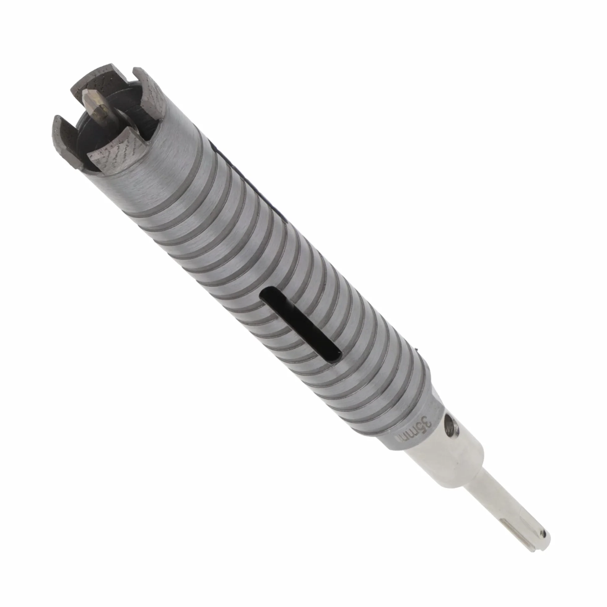 PRODIAMANT Diamentowa wiertnica rdzeniowa ø 35 mm długość efektywna 150 mm z adapterem SDS do młotowiertarki, segmenty spawane laserowo do wiercenia na sucho