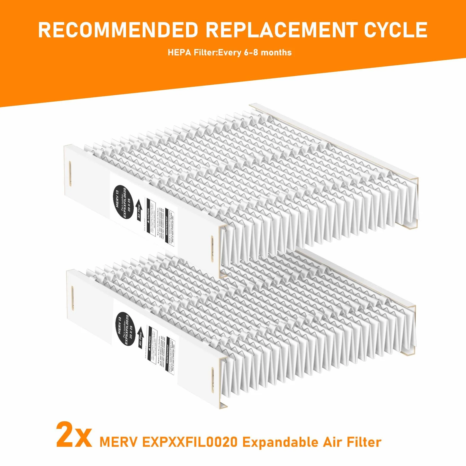 EXPXXFIL0020 20x25x5 MERV-10 Rozszerzalny filtr powietrza zamiennik filtra powietrza kompatybilny z systemem ogrzewania i chłodzenia Bryant/Carrier EZ-FLEX EXPXXFIL0020, 2 sztuki