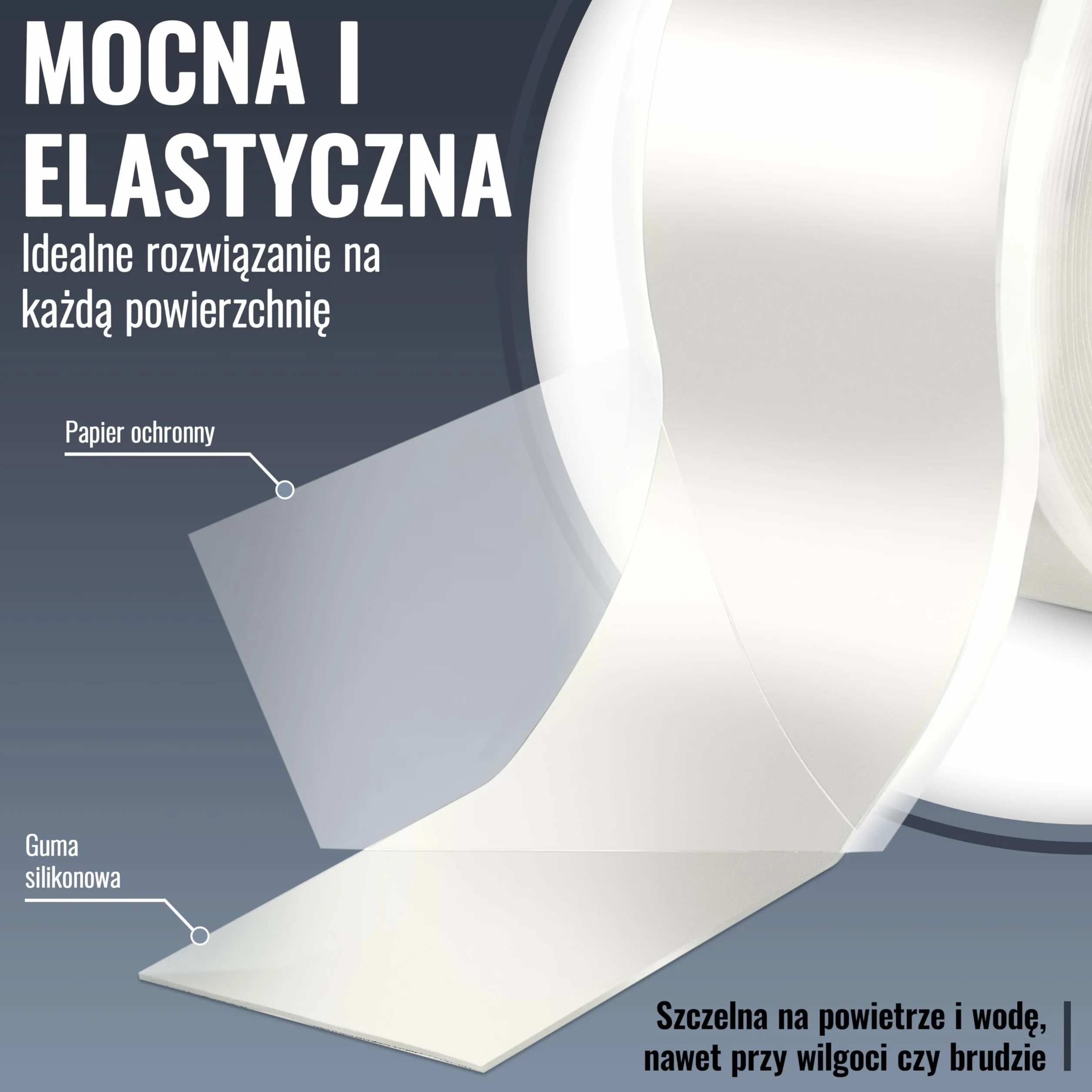 Poppstar samowulkanizująca taśma silikonowa, 3 m x 25 mm, izolacyjna i uszczelniająca (woda, powietrze), przezroczysta, 1 rolka
