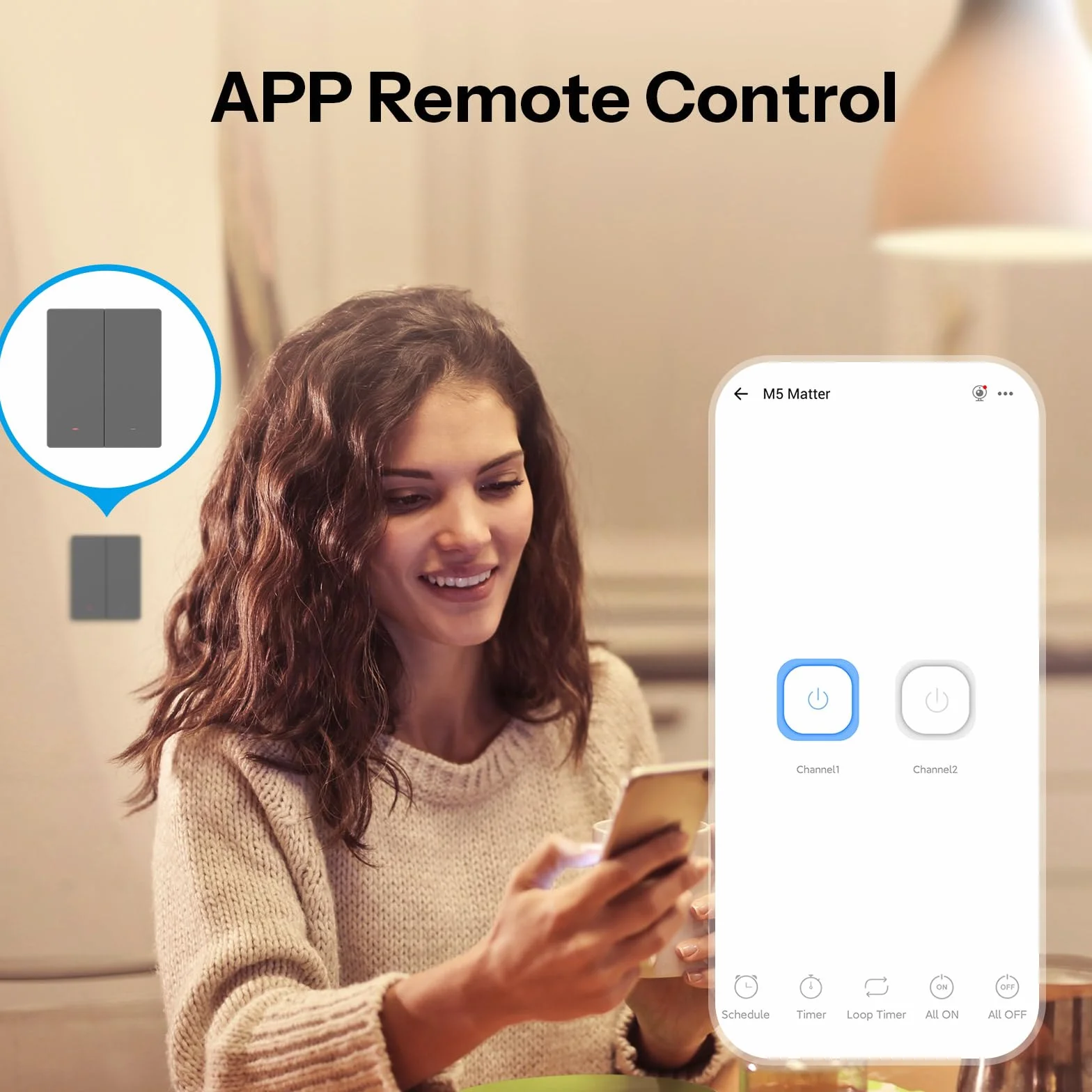 SONOFF M5 Matter Smart włącznik światła z Wi-Fi 2,4 GHz, 2-krotny przełącznik kołyskowy z timerem i sterowaniem głosowym, kompatybilny z Matter, Alexa i Google Home, wymagany przewód neutralny (typ 86