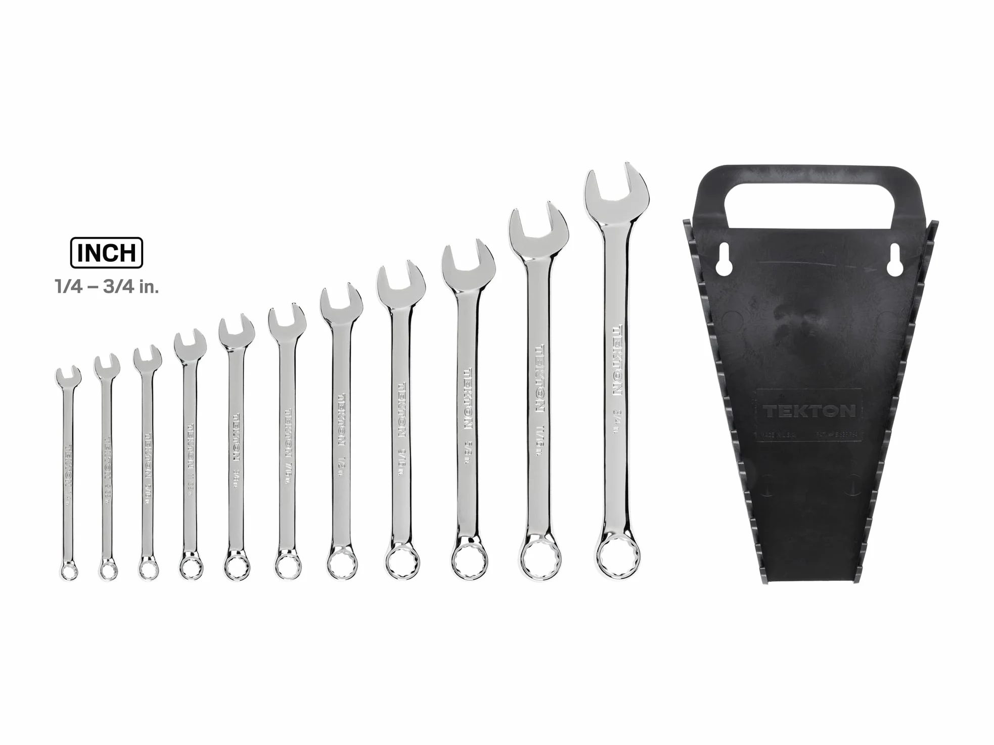 TEKTON Combination Wrench Set, 11-Piece (1/4-3/4 in.) - Holder | WCB91101