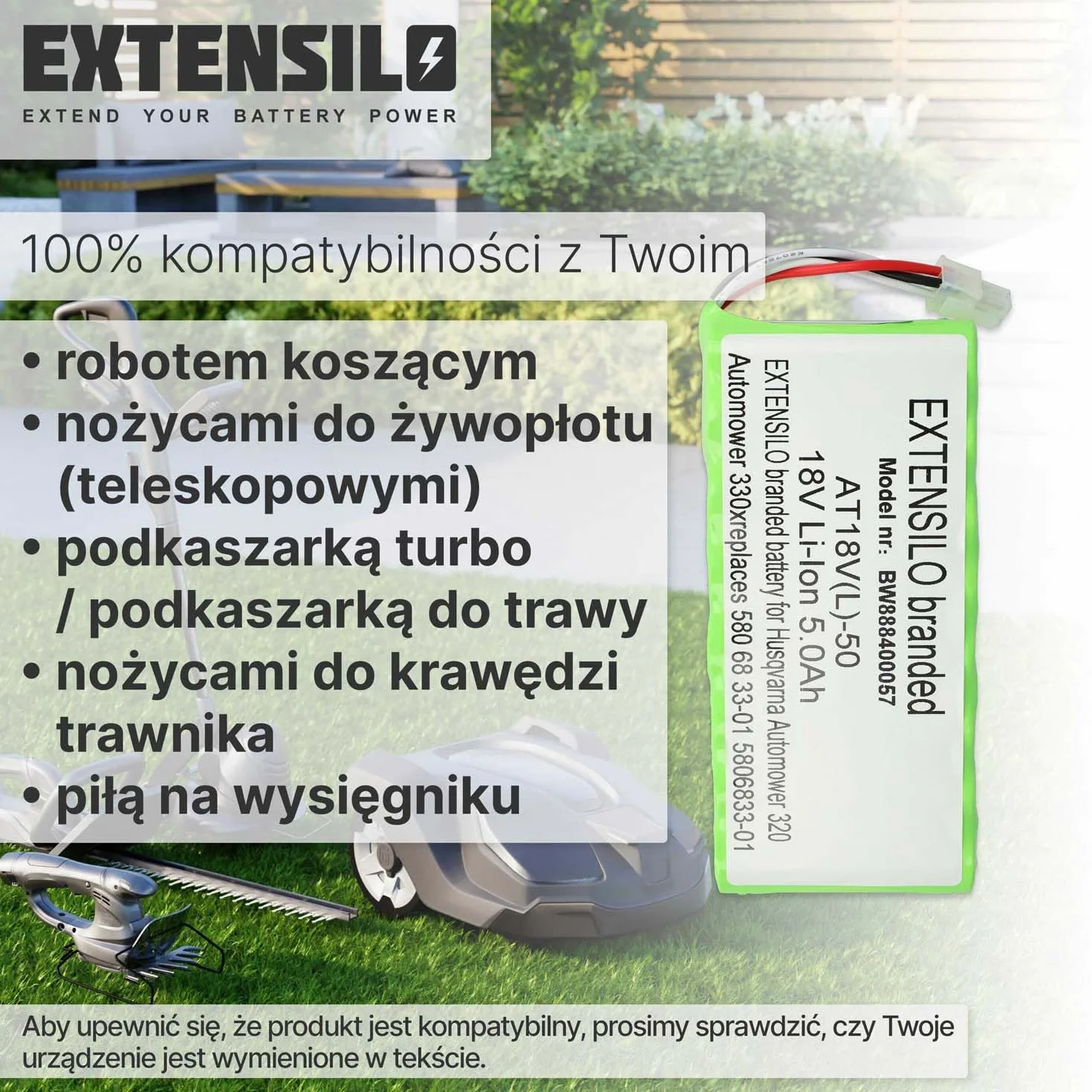 Akumulator Husqvarna Automower 420 330X 2014 2015 2016 5000 mAh 18 V litowo-jonowa