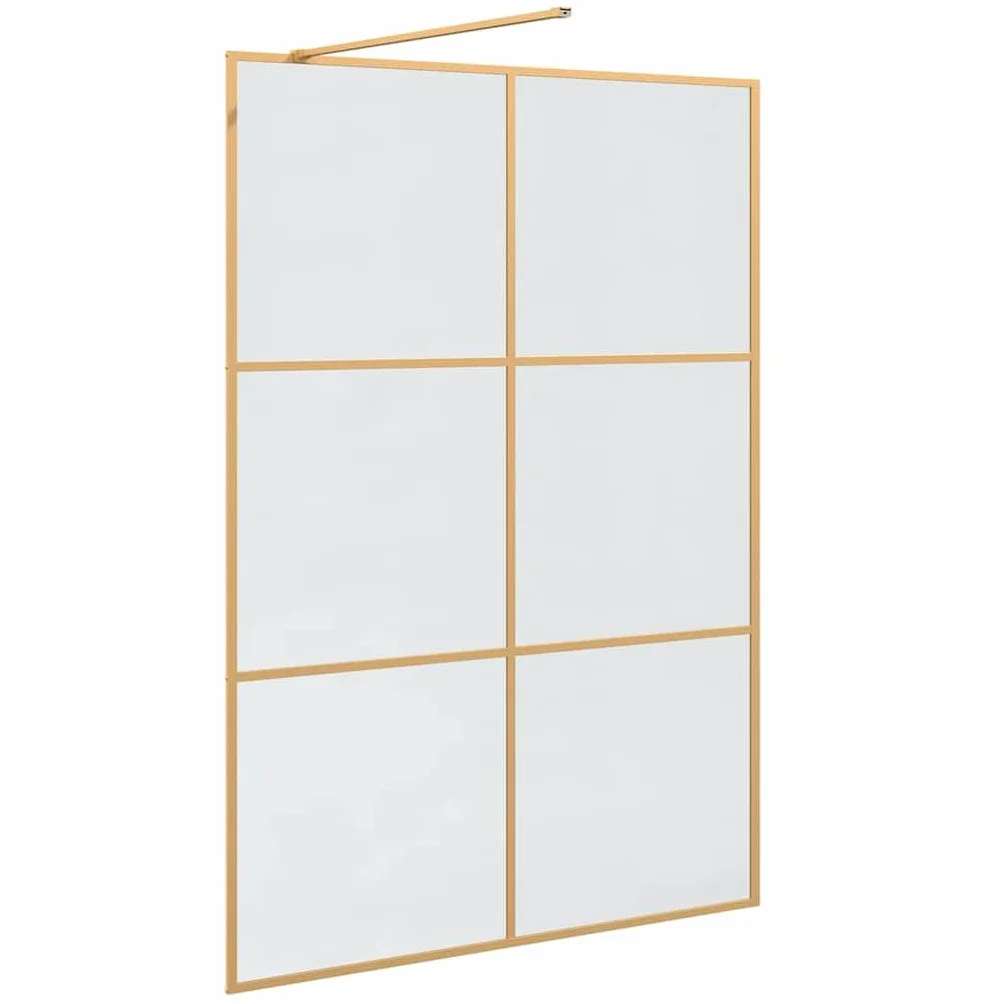 Walk-in ścianka prysznicowa złota, 140 x 195 cm, szkło hartowane, ścianka prysznicowa, ochrona przed pryskaniem, szklana ścianka z regulowanym profilem i stabilizatorem do kabiny prysznicowej