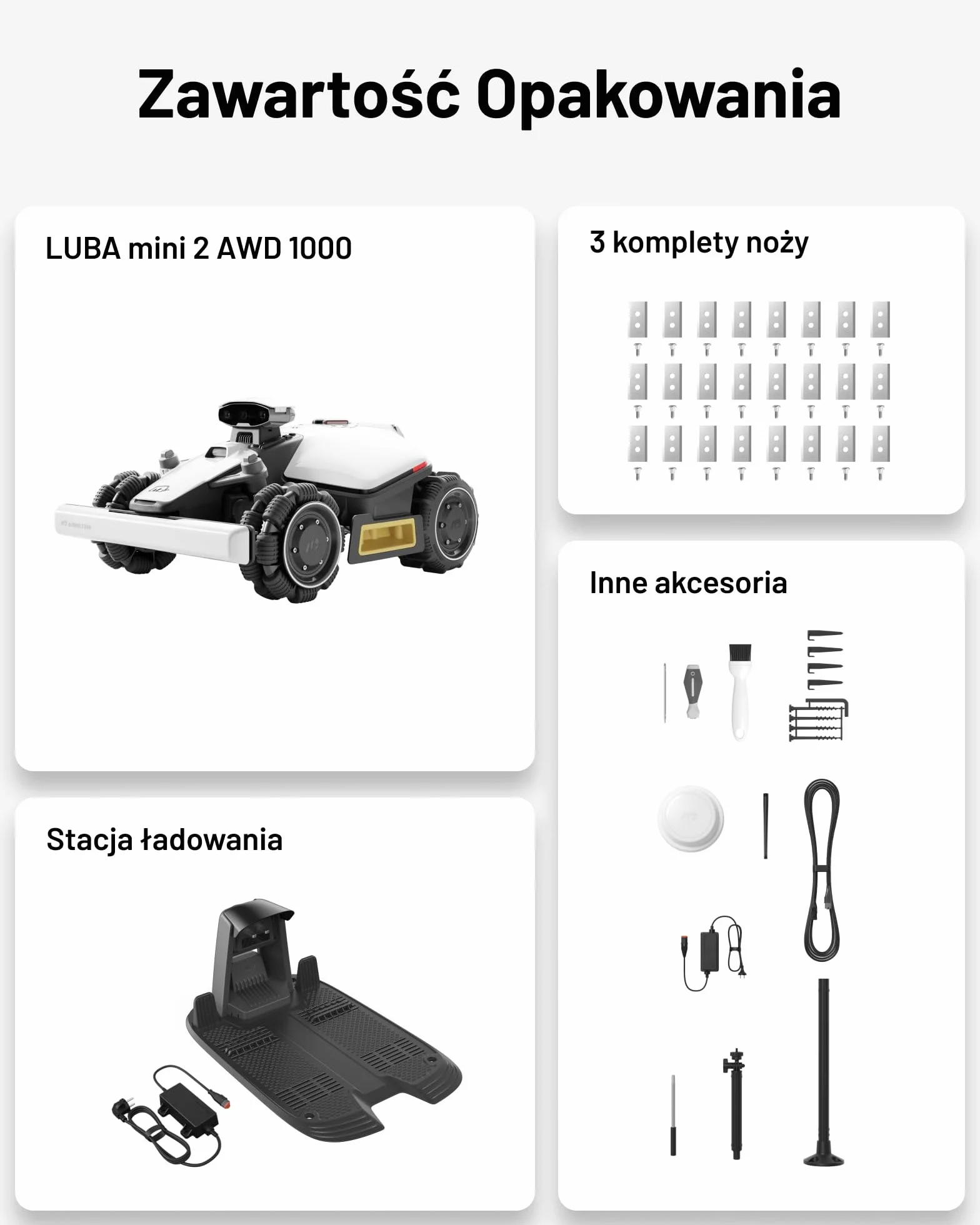MAMMOTION LUBA Mini 2 AWD 1000 Robot Koszący bez Kabla 1000 m² Tri-Kamera AI Vision NetRTK DropMow