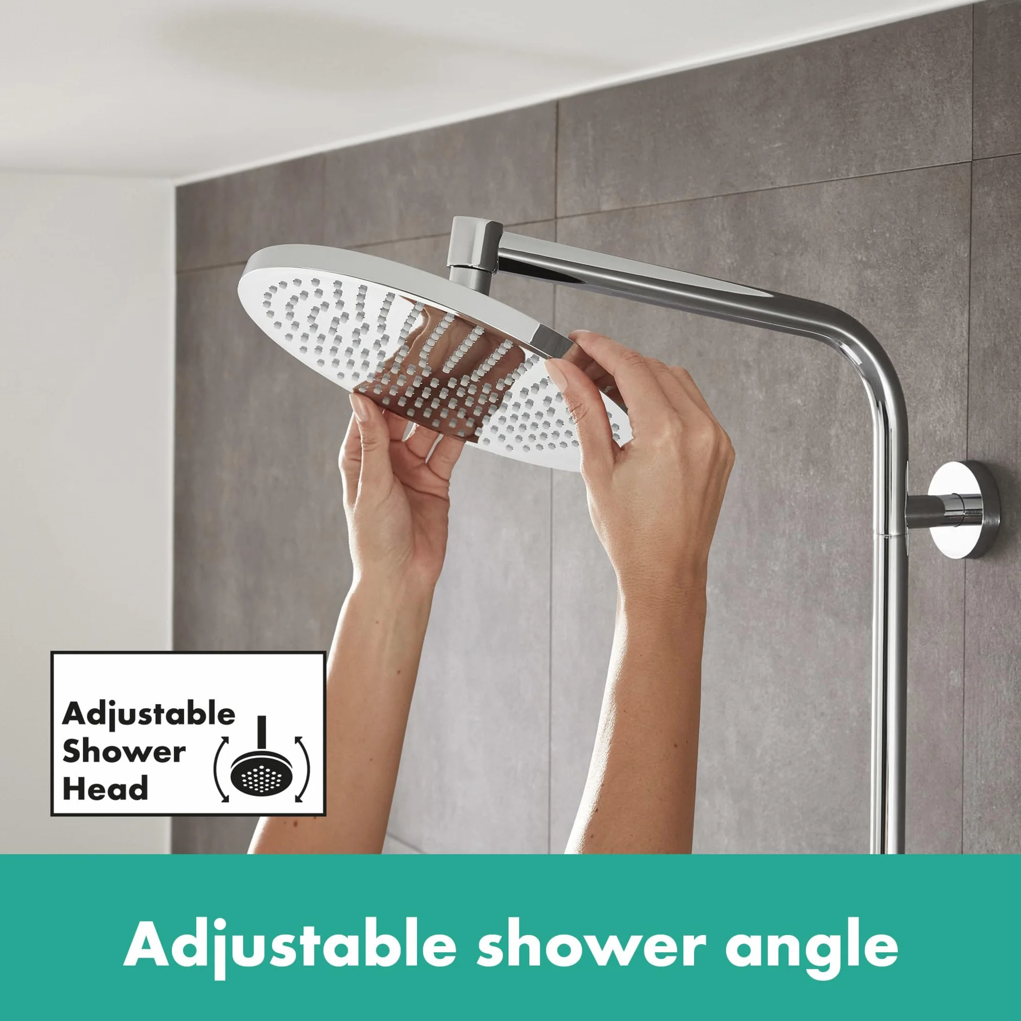 hansgrohe Crometta S - oszczędzający wodę komplet prysznicowy (EcoSmart) z termostatem, zestaw prysznicowy z główką prysznicowa, wąż, szyna i deszczownica okrągła (⌀ 240 mm), chrom, 27268000