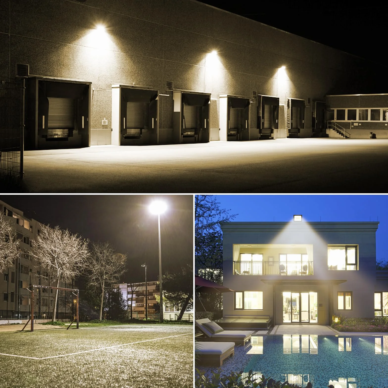 RIGIDON Zewnętrzny reflektor Led z gniazdkiem, 1 x 1000 W 10000LM IP66, wodoodporna lampa punktowa Led do patio, garażu, tarasu, ogrodu, na ścianę, 3000 K, ciepła biel