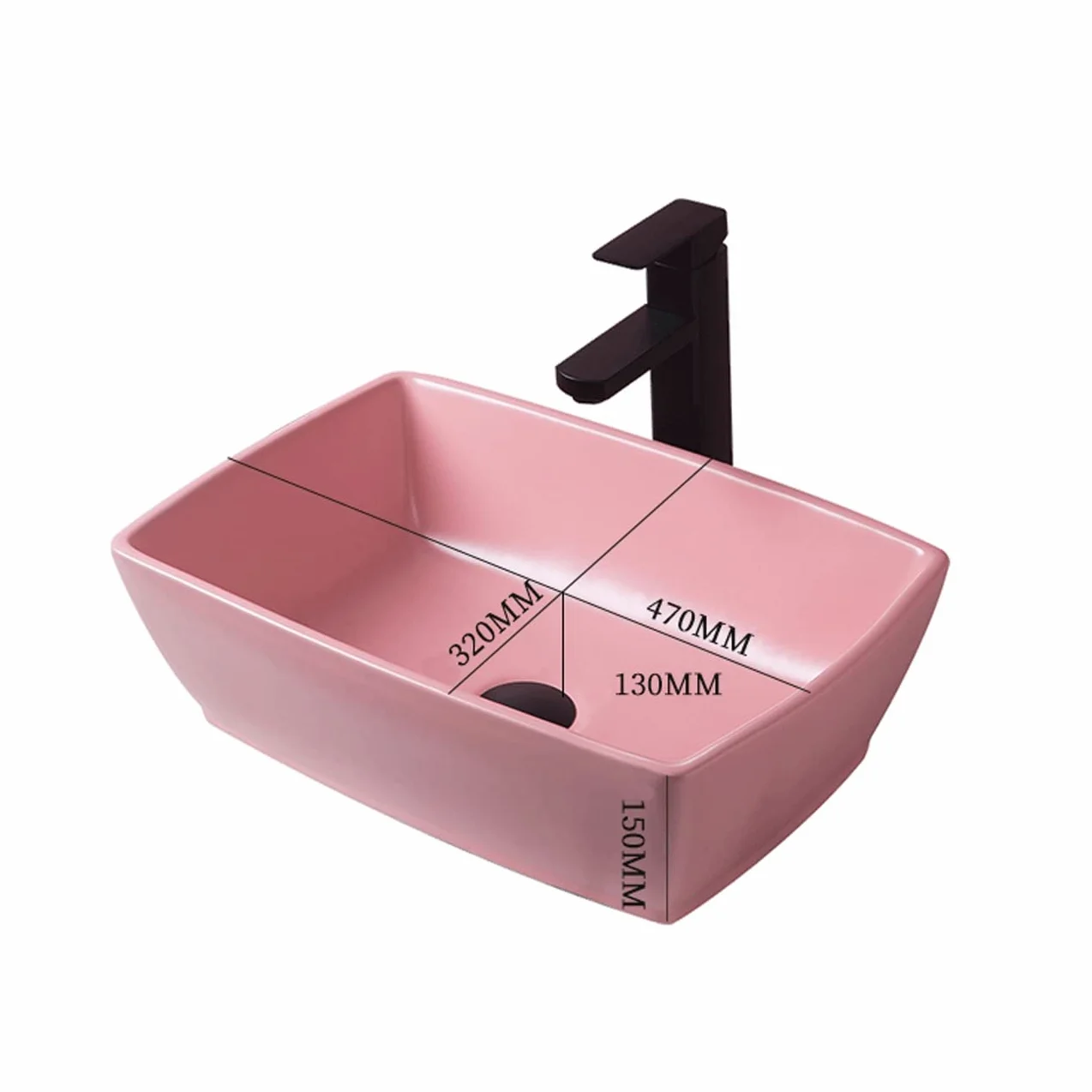 Prostokątna Umywalka Nablatowa, Minimalistyczna Porcelanowa Umywalka Artystyczna, Ceramiczna Umywalka Nablatowa, Rozmiar Greenone