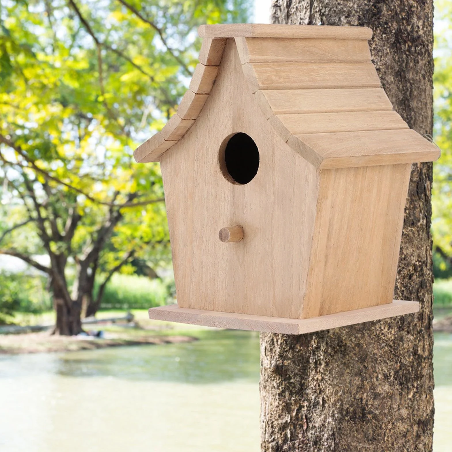 Drewniany Domek dla Ptaków Wiszący Dekoracyjna Budka Lęgowa dla Papug Budgerigar