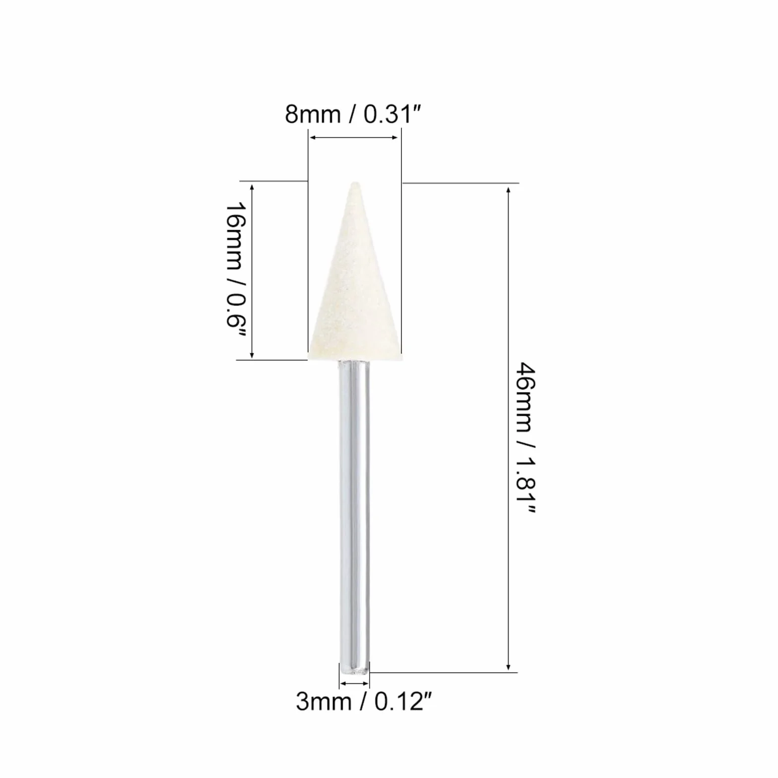 12/24Pcs Wool Felt Mounted Points Conical Polishing Buffing Wheel 6/8/10/12mm Grinding Head With 3mm Shank For Rotary Tools