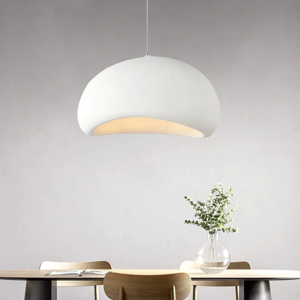 Lampa Wisząca Wabi-sabi Nowoczesny Żyrandol Do Jadalni Abażur Z Imitacji Kamienia Projekt Ptasiego Gniazda Kreatywny Wisząca Lampa Do Sypialni Salon Jadalnia Wyspa Kuchenna Przedpokój Biały(60cm)
