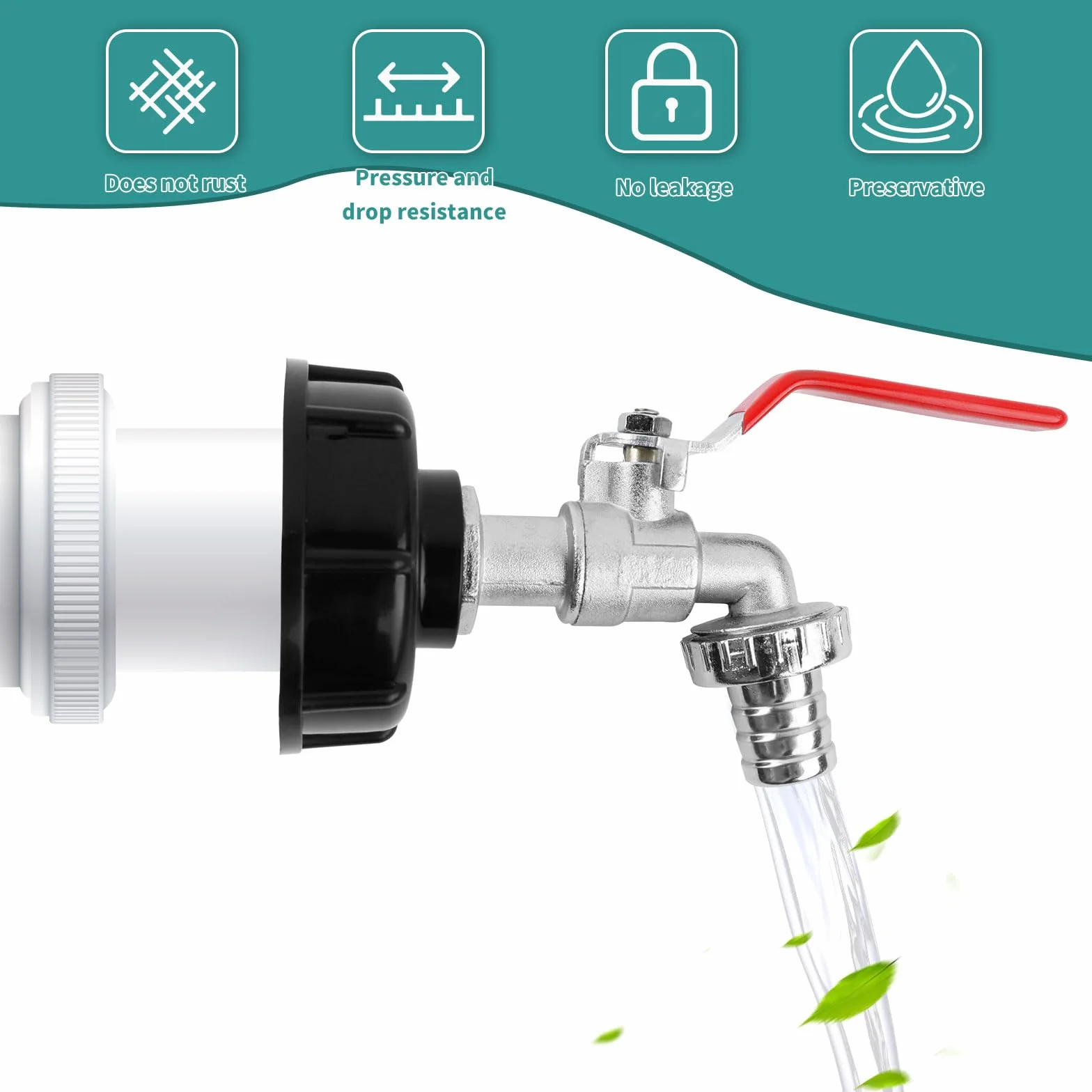 IBC Zawór spustowy 1000 l z adapterem 3/4" S60 x 6 do zbiornika na wodę