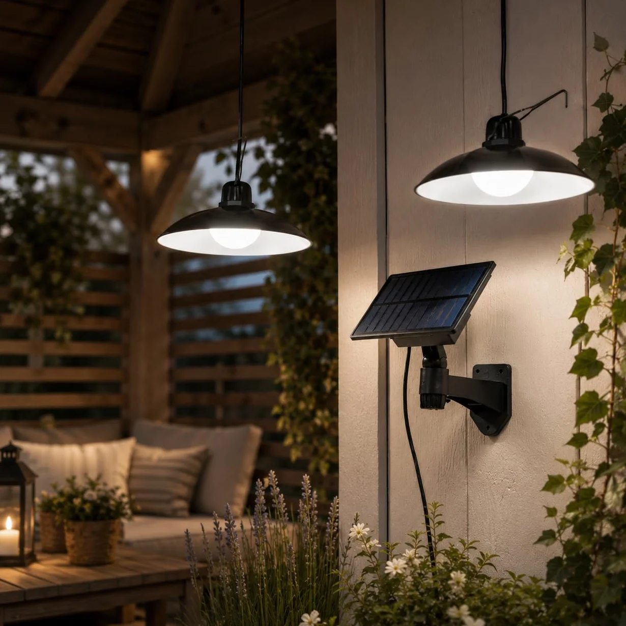 Lumiled 2x lampa wisząca solarna, lampa wisząca na zewnątrz IP44 2400mAh żyrandol do ogrodu taras balkon altana neutralna biel 4000K