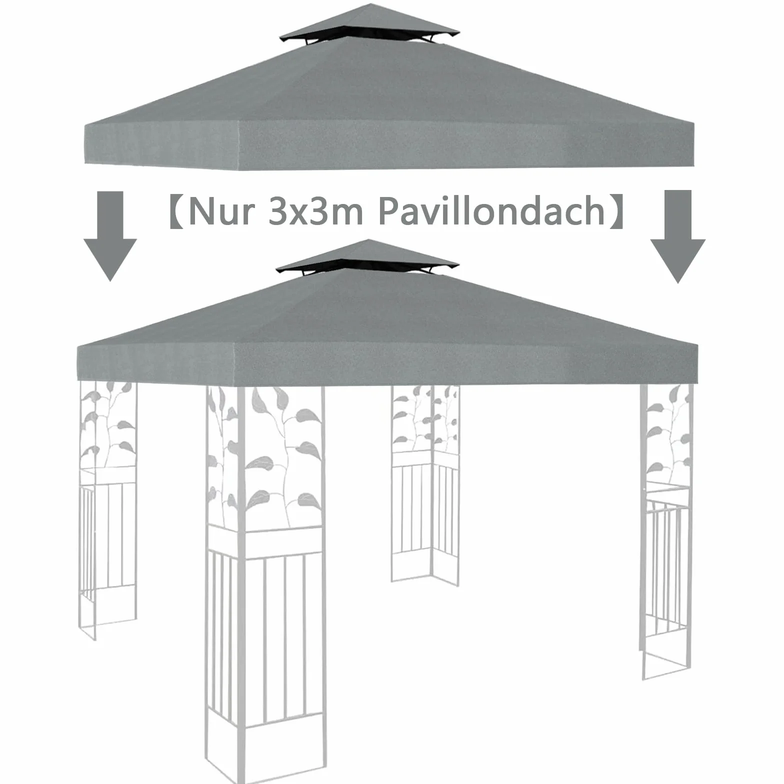Pawilon ogrodowy 3x3 m wodoszczelny podwójny dach szary