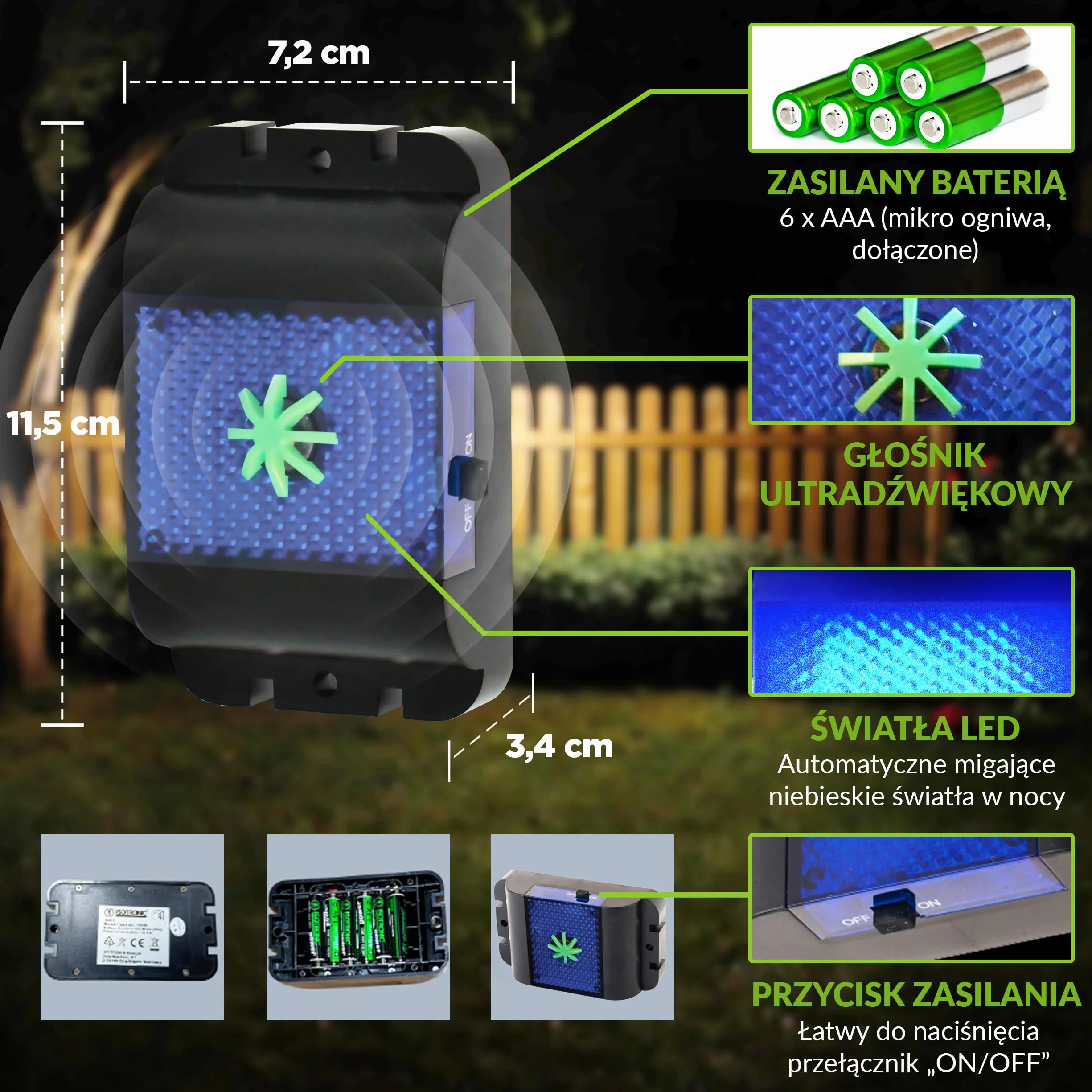 ISOTRONIC Ultradźwiękowy odstraszacz myszy i szczurów 40 m² LED