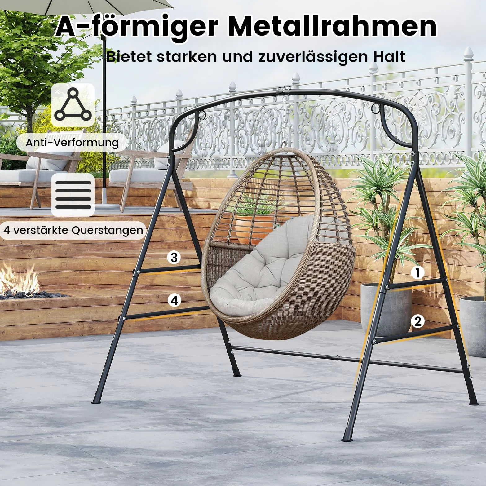 COSTWAY rama do huśtawki metalowa udźwig 300 kg 2 możliwości zawieszenia