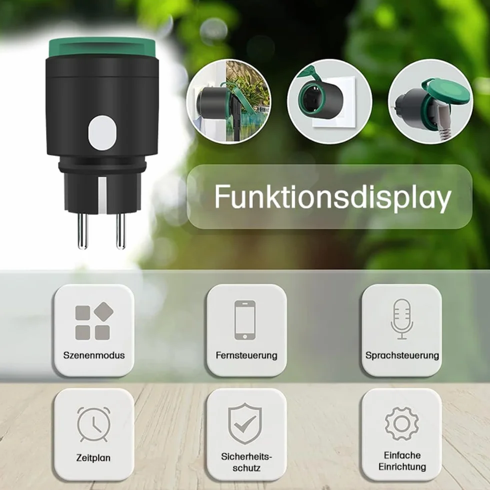 Offgridtec Gniazdko zewnętrzne Smart WiFi, sterowane za pomocą aplikacji Smart Life/Tuya, monitorowanie energii w czasie rzeczywistym, timer i sceny, kompatybilne z Alexa/Google Home, maksymalne