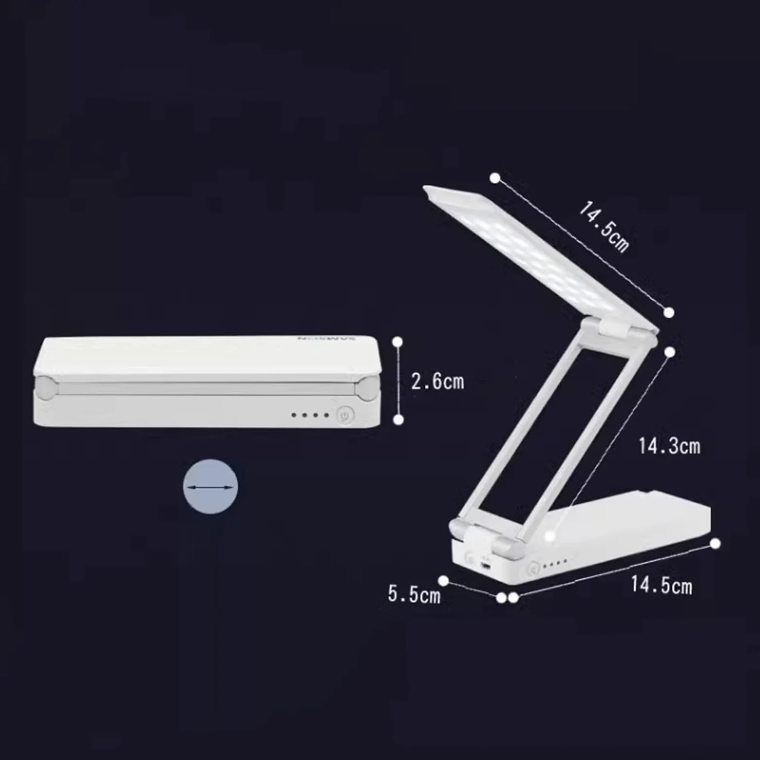 Lampa do nauki Przenośna składana lampa biurkowa, ściemniana lampa biurkowa LED z 5 trybami świecenia, lampa do nauki czytania z ochroną oczu i 2 portami ładowania USB Lampy biurkowe do domowego biura