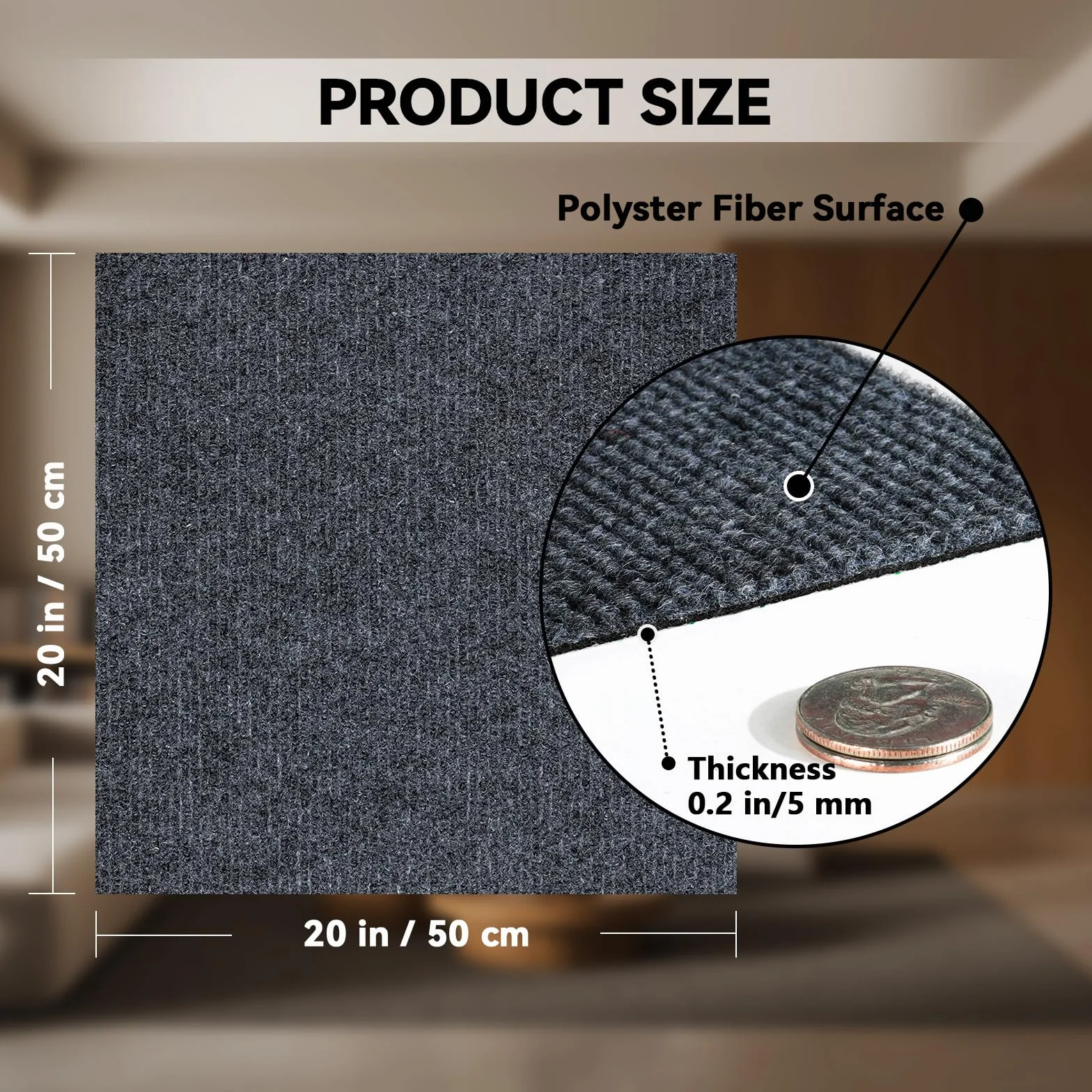 CUCOS Płytki dywanowe samoprzylepne 50×50 cm, opakowanie 10 szt. – ciemnoszare płytki podłogowe do odklejania i przyklejania do podłóg, do domu, biura, salonu, sypialni – kwadratowe dywaniki do
