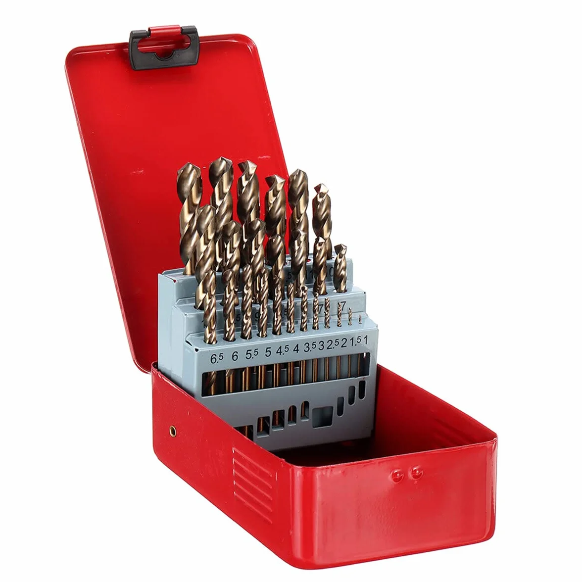 VIDOO 13/19/25 SZT HSS 1-13mm M35 Zestaw Wierteł Kobaltowych Kręte do Metalu Stali-25Sztuk