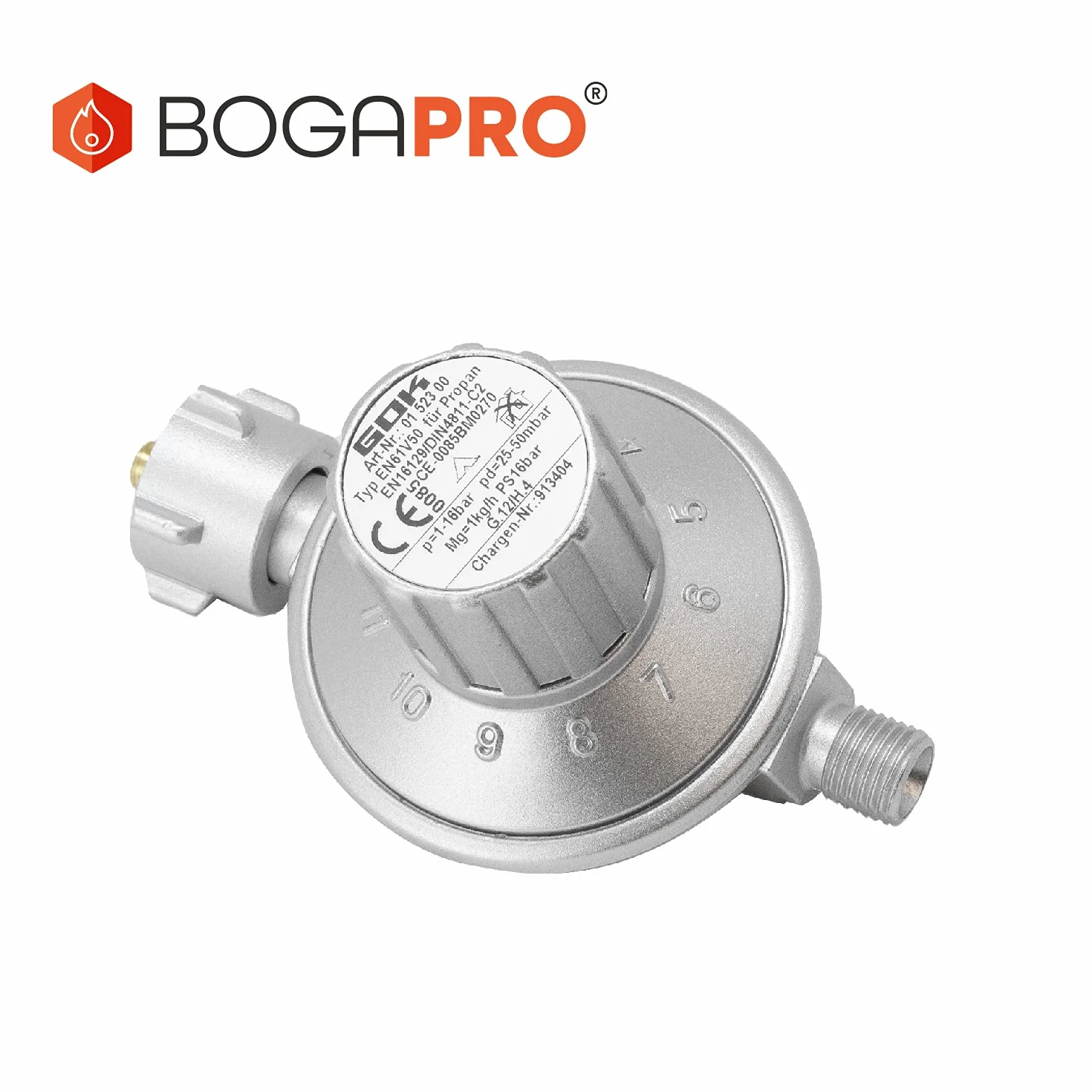 Regulator niskiego ciśnienia gazu 25-50 mbar do butli propanowych 11 kg