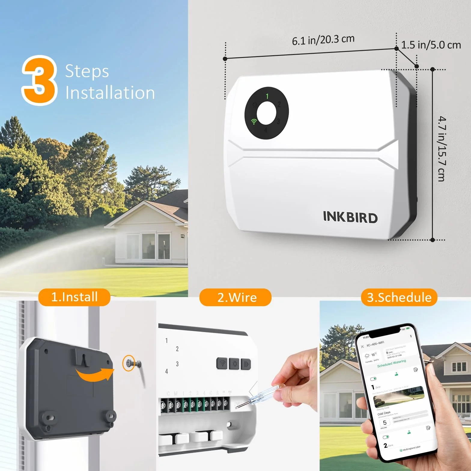Inkbird IIC-400 bezprzewodowy komputer nawadniający, 4 strefy, kontroler systemu nawadniania