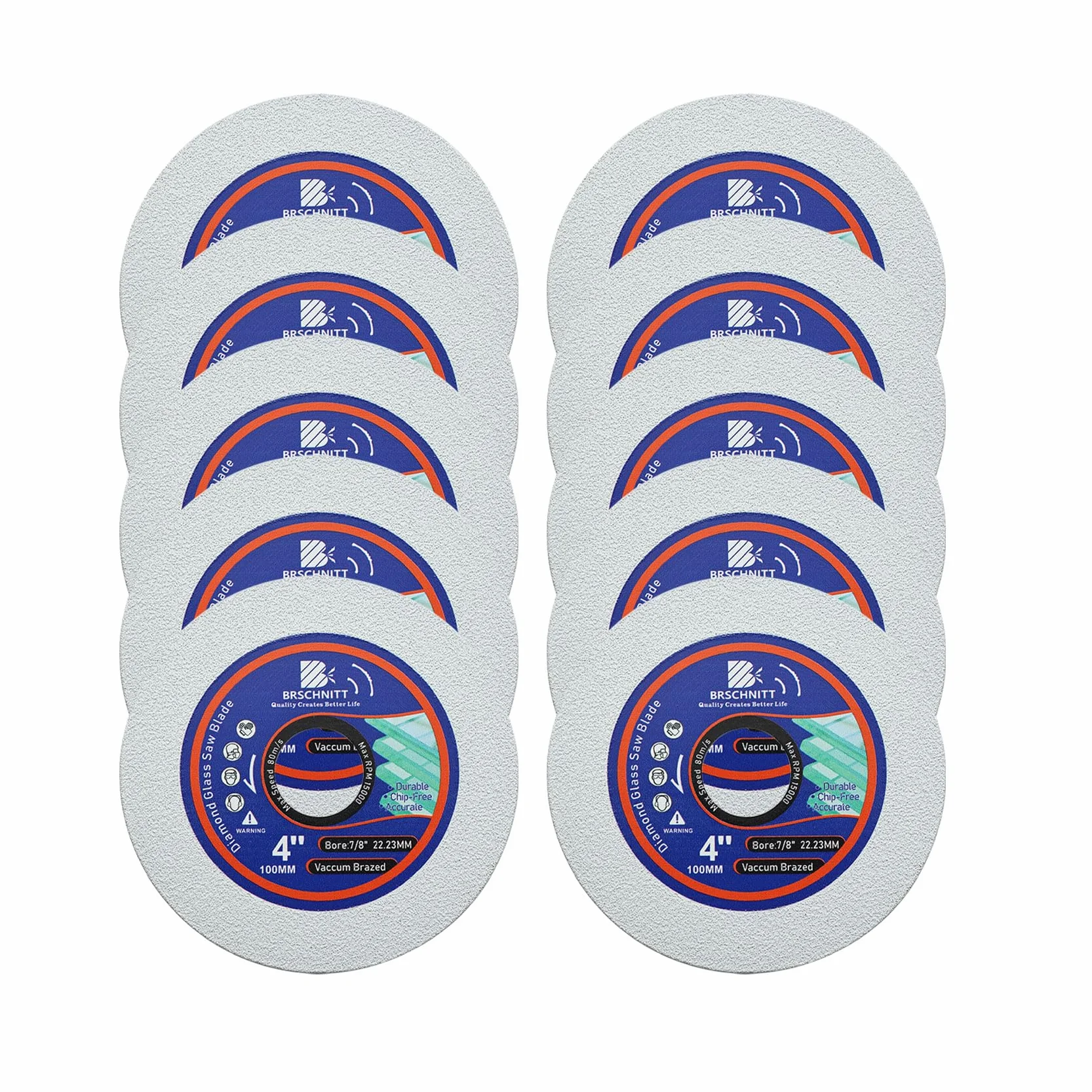 BRSCHNITT10 szt. 10 szt. 10 cm do szlifierki kątowej z 7/8" - 4/5"-5/8" altana diamentowa tarcza polerska do szkła, płytek, ceramiki, marmuru, jadeitu, butelek wina