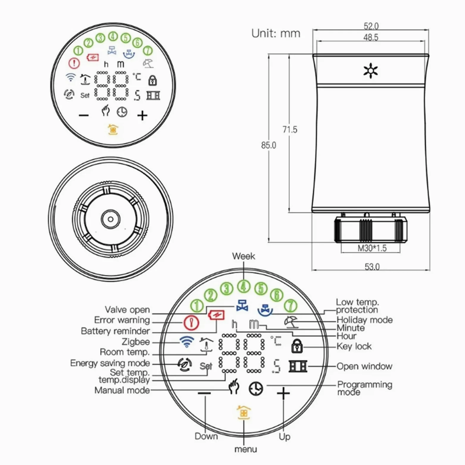 ZigBee3.0 TRV Tuya Zawór Siłownika Grzejnika Inteligentny Programowalny Termostat Temperatura Sterowanie Ogrzewaniem Głos Informacja O ZgodnośCi(White)