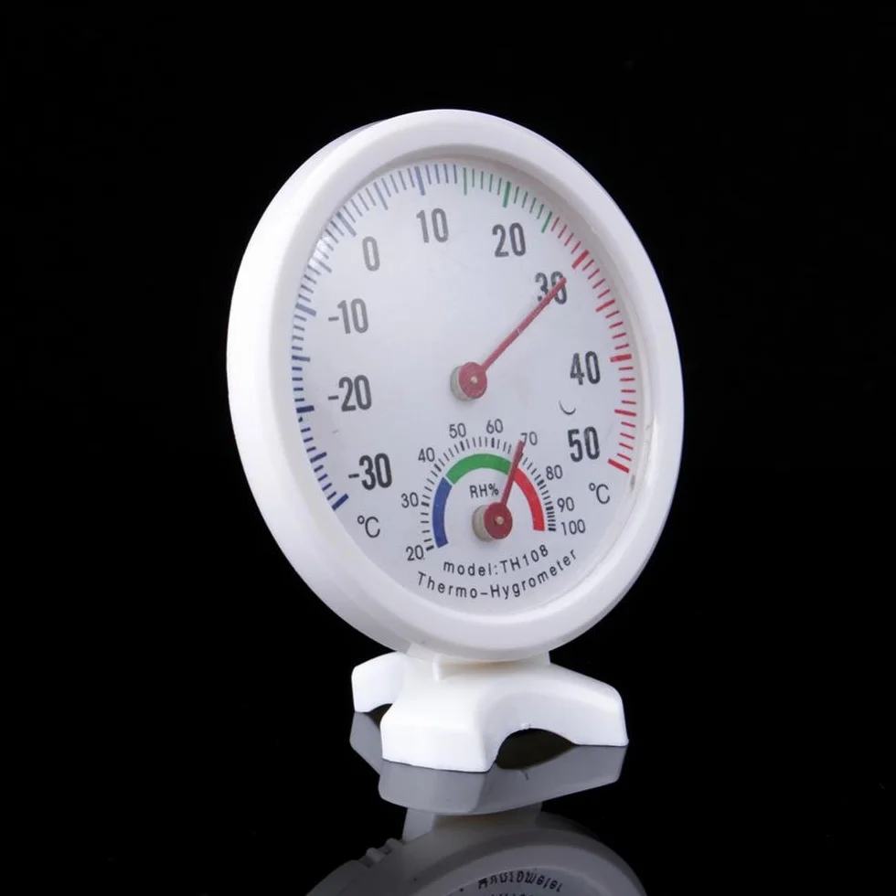 Gloglow Th-108 Miernik Temperatury I Wilgotności Mini Przenośny Zegar W Kształcie 2 W 1 Wewnętrzny Zewnętrzny Analogowy Higrometr Termometr Igły Okrągłe Wskaźniki Zegarowe Biały -30~50 ° Ch