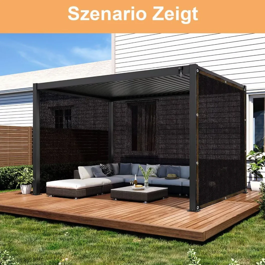 Siatka zacieniająca czarna 4x4 m 70% UV odporna na słońce taras ogród