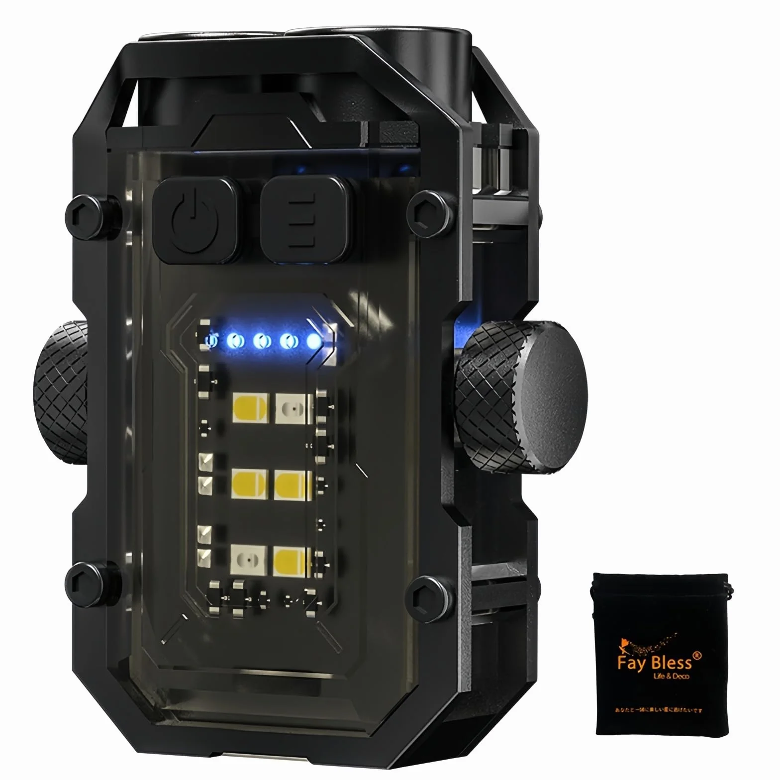 Fay Bless Mała latarka, ultralekka przenośna mini latarka 800 lumenów z magnetycznym światłem roboczym, USB C (GyroLight Black)