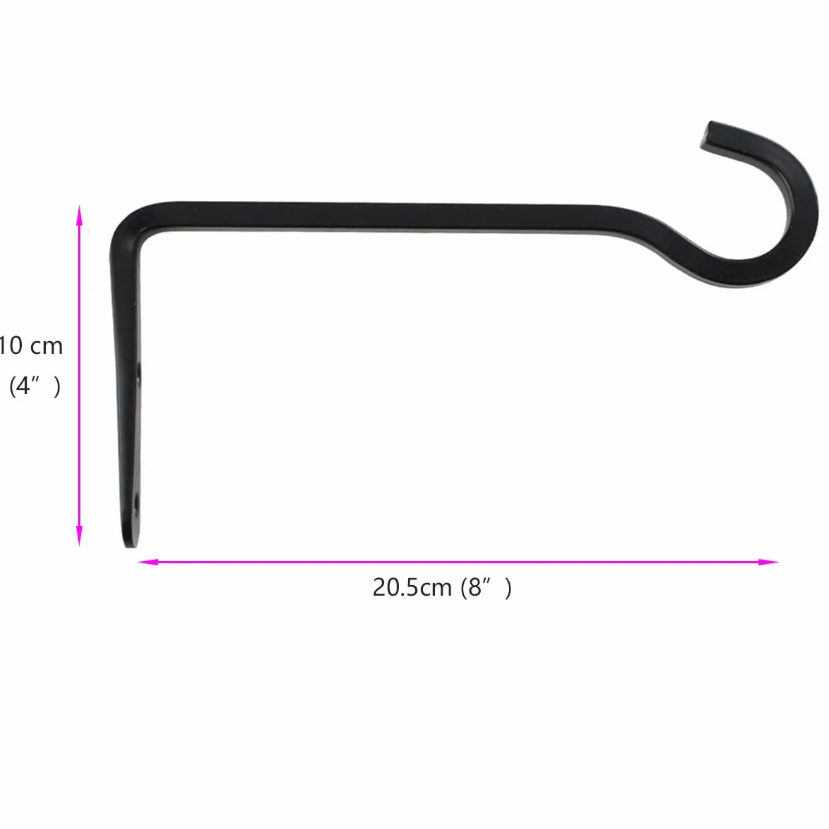 Metalowy hak ścienny 21x10 cm czarny do zawieszania roślin i karmników dla ptaków