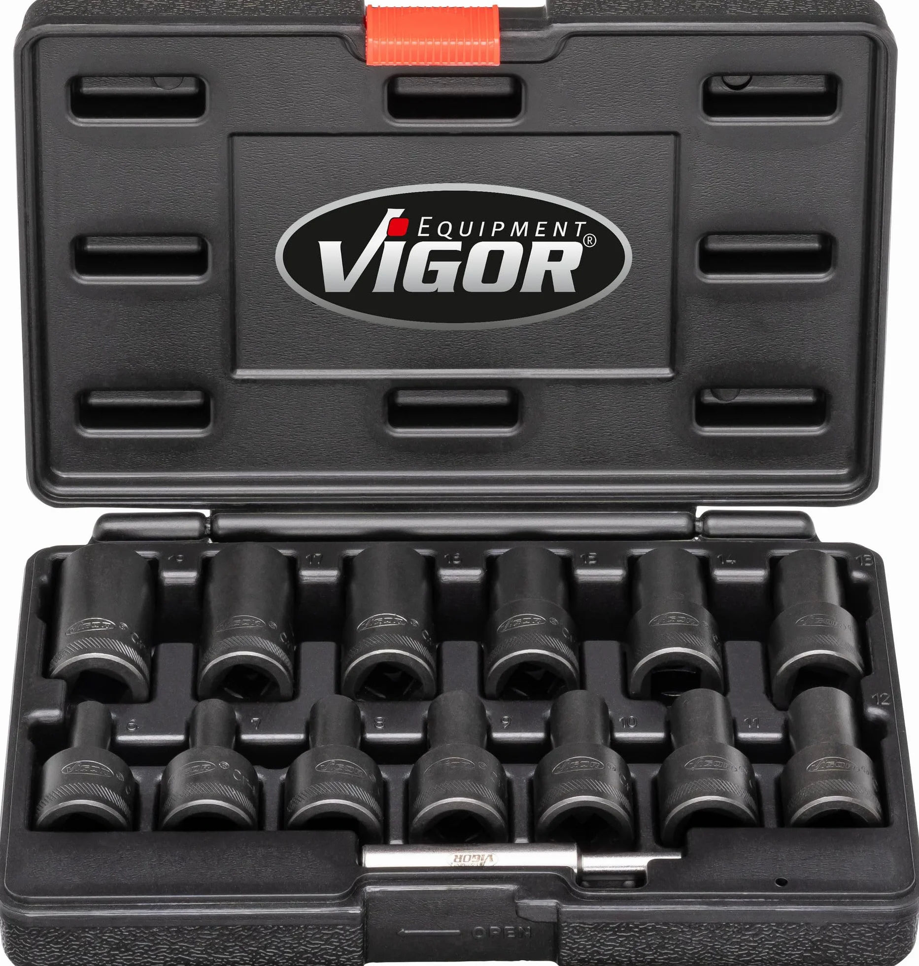ViGOR Zestaw ściągaczy spiralnych V2404N, do nakrętek z łbem okrągłym, napęd kwadratowy 1/2 cala (12,5 mm), zewnętrzny profil ściągacza do śrub