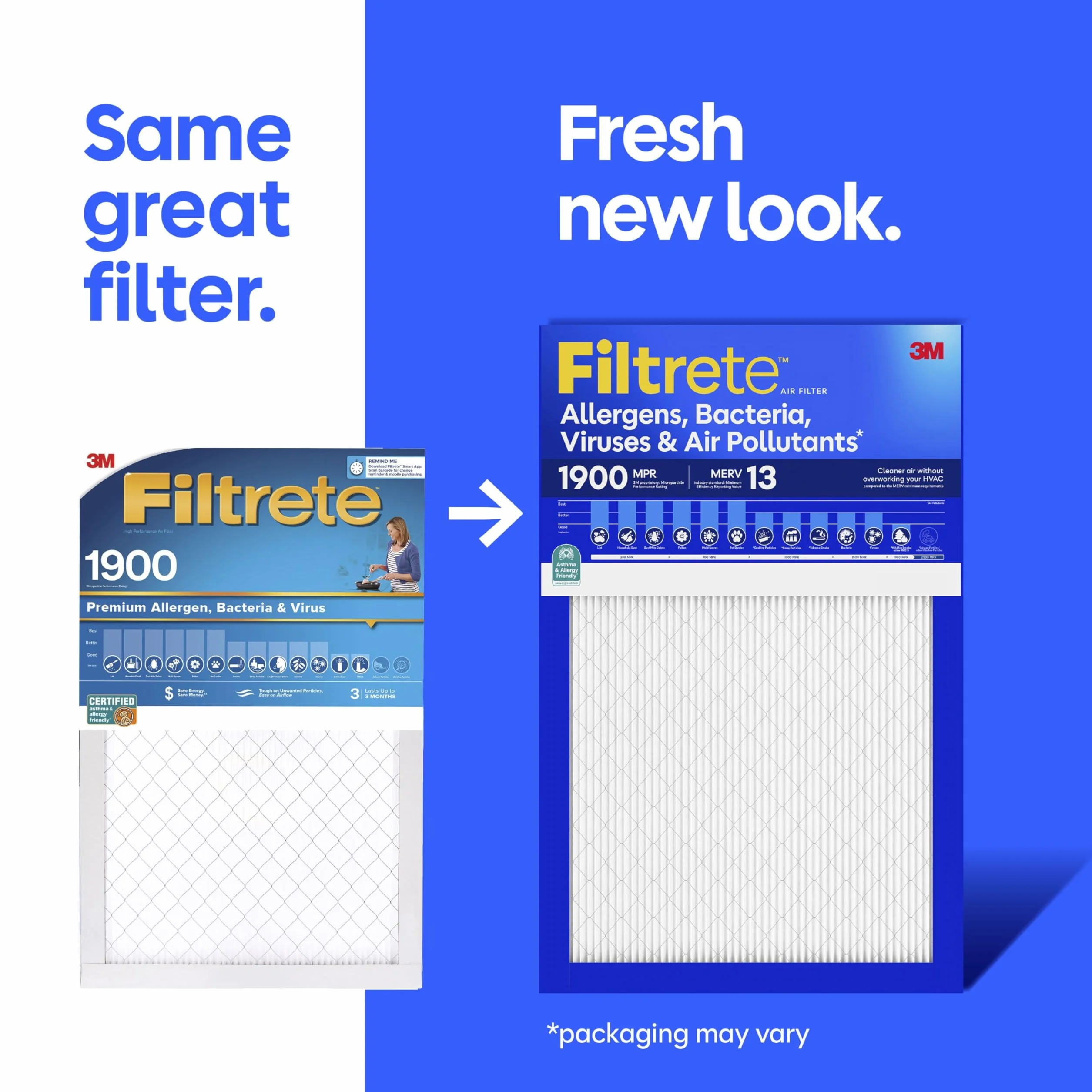 Filtrete 20 x 25 x 1 filtr powietrza do pieca AC, MERV 13, MPR 1900, filtr premium dla alergików, bakterii i wirusów, 3-miesięczny plisowany 1-calowy elektrostatyczny filtr do czyszczenia powietrza, 2