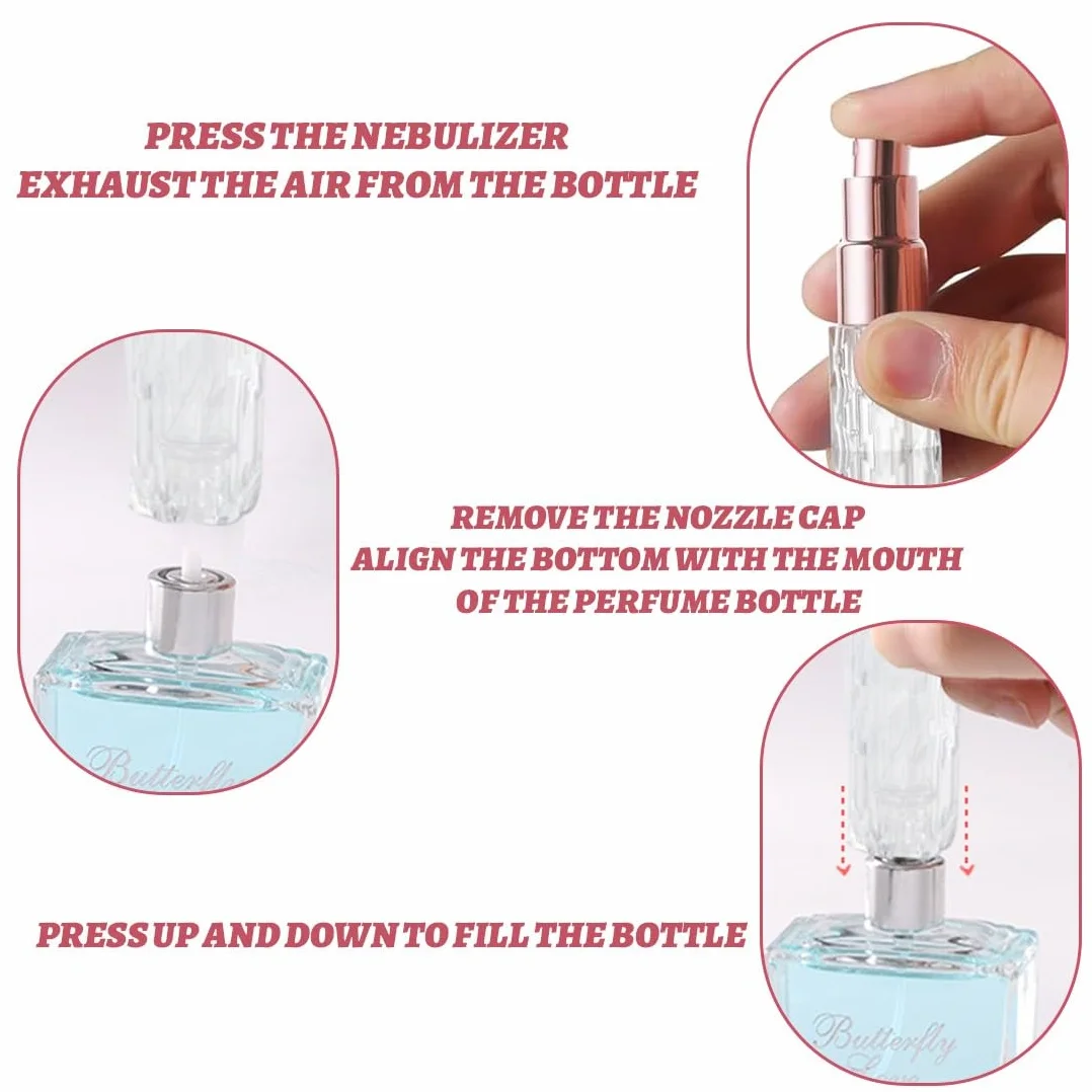 3 sztuki 5 ml rozpylacz perfum, wielokrotnego napełniania rozpylacz perfum, przenośny mini butelka z rozpylaczem, rozpylacz do butelek perfum z oknem, dobry na spacery, podróże i imprezy