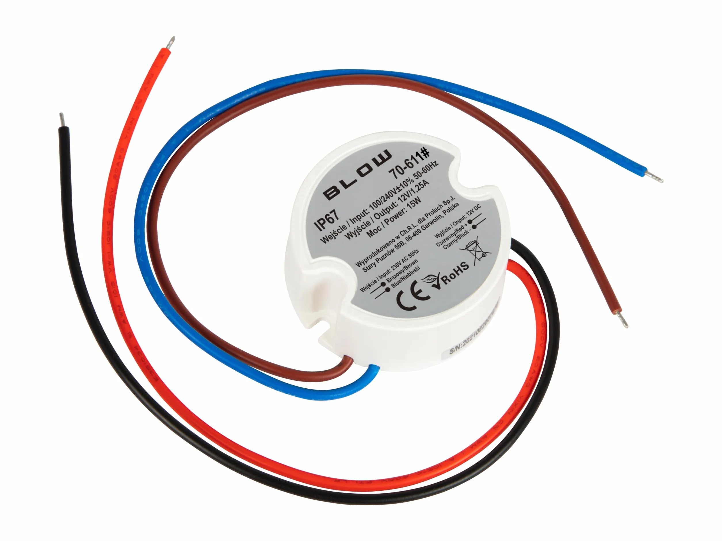 BLOW Zasilacz do LED dopuszkowy 12V 15W IP67 do puszki