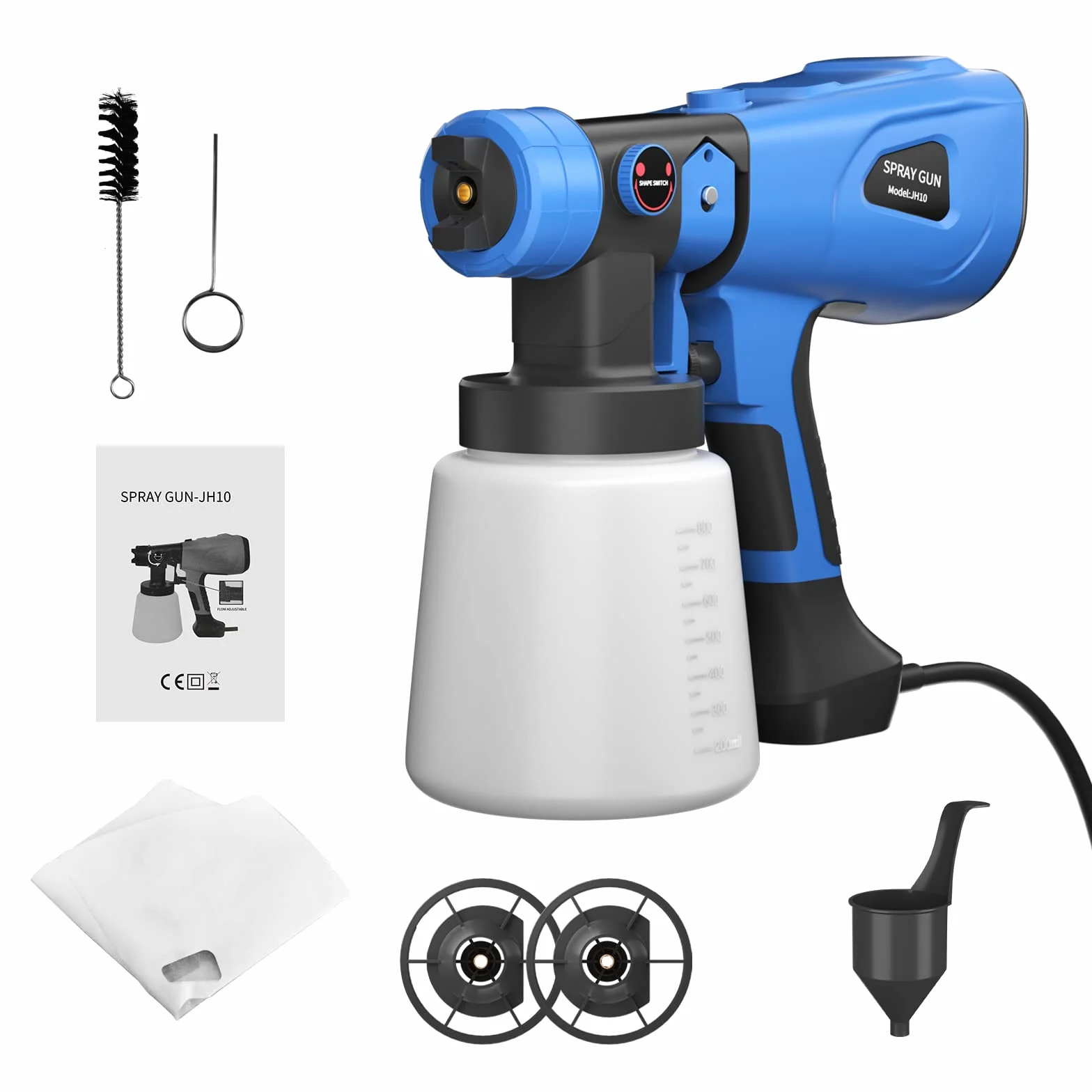 1000 ml 1000 W elektryczny rozpylacz do malowania natryskowego pistolet do ogrodzenia mebli ściennych 3 wzory natryskowe regulowany przepływ HVLP elektryczny pistolet natryskowy