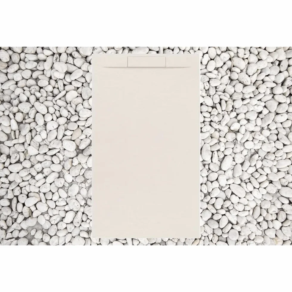 Brodzik prysznicowy 175 x 90 cm BEIGE Line PLUS marmurowa żywica i proszek z boczną kratką marmurową