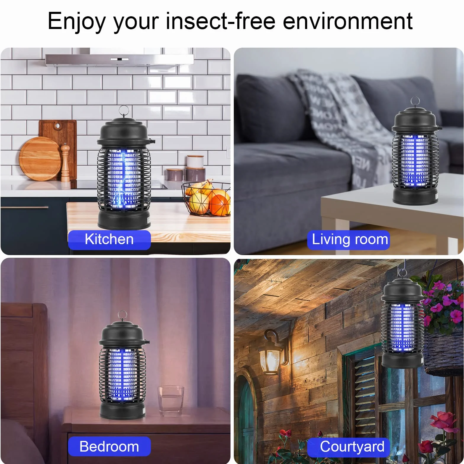 Elektryczna pułapka na owady 15 W GuKKK Mosquito Killer lampa UV 3000 V do użytku wewnątrz i na zewnątrz