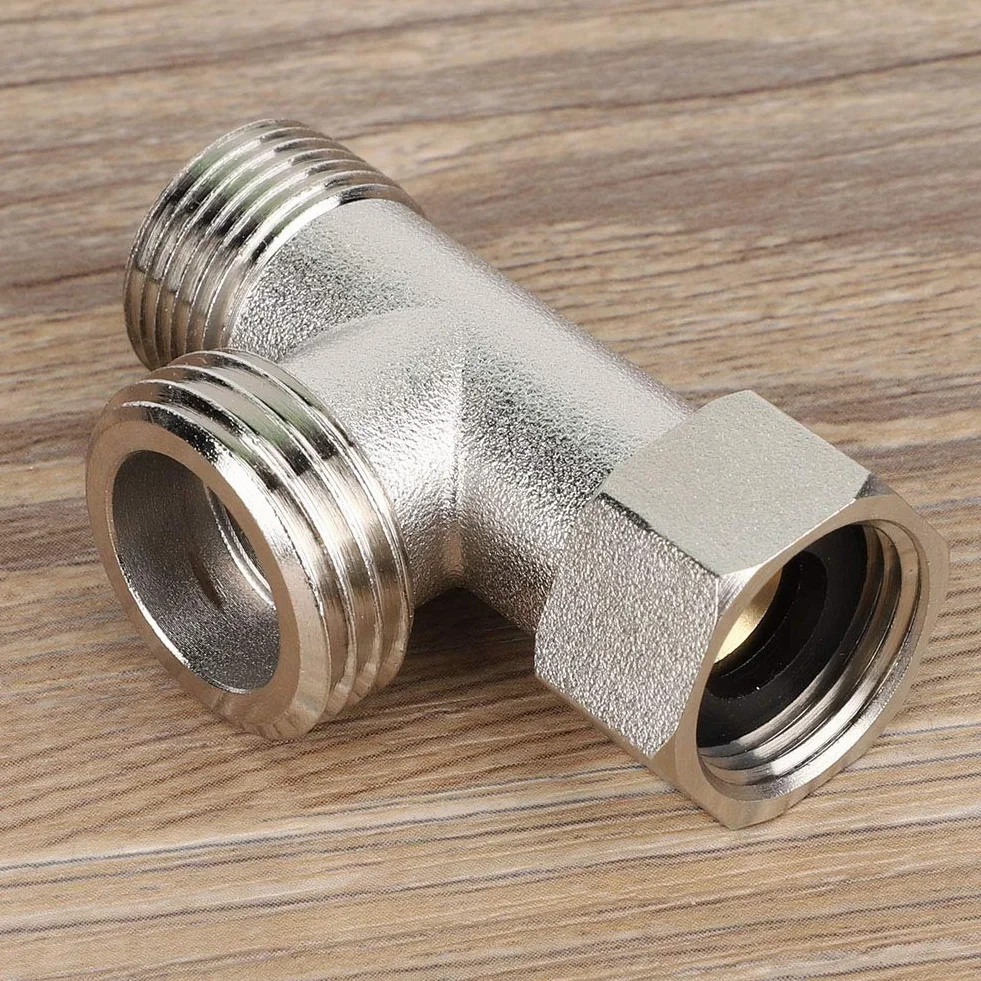 Trójdrożne złącze trójnikowe, złącze adaptera 3/8 T 2 szt. Trójdrożny adapter z mosiądzu T Trójdrożny łącznik trójnikowy do czystej miedzi WC T