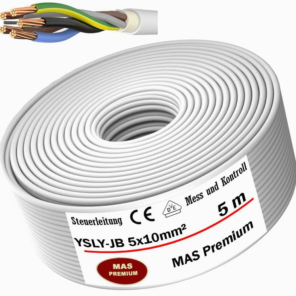 YSLY-JB 5 x 10 mm², elastyczny kabel sterujący, szary, przewód pomiarowy, kontrolny i regulacyjny, do obrabiarek, przewód sterujący, skrzynka do ładowania e-samochodu, przyłącze do stacji ładującej (5