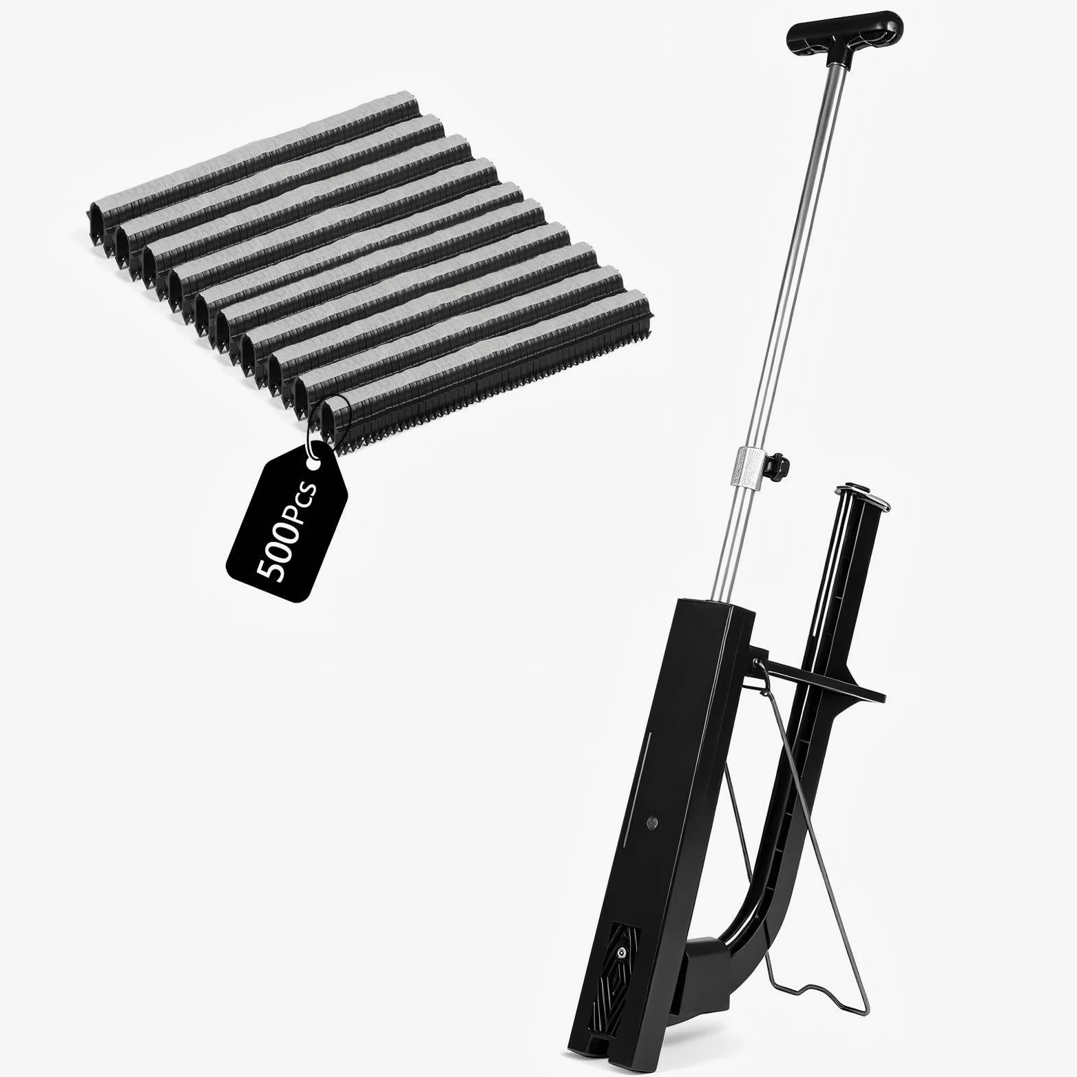 Profesjonalny zszywacz 90 cm, do ogrzewania podłogowego, uchwyt rurowy, z 500 igłami zszywającymi 40 mm, do rur grzewczych Ø 14-20 mm, pasuje do zszywek 40-50 mm, ergonomiczny i wydajny