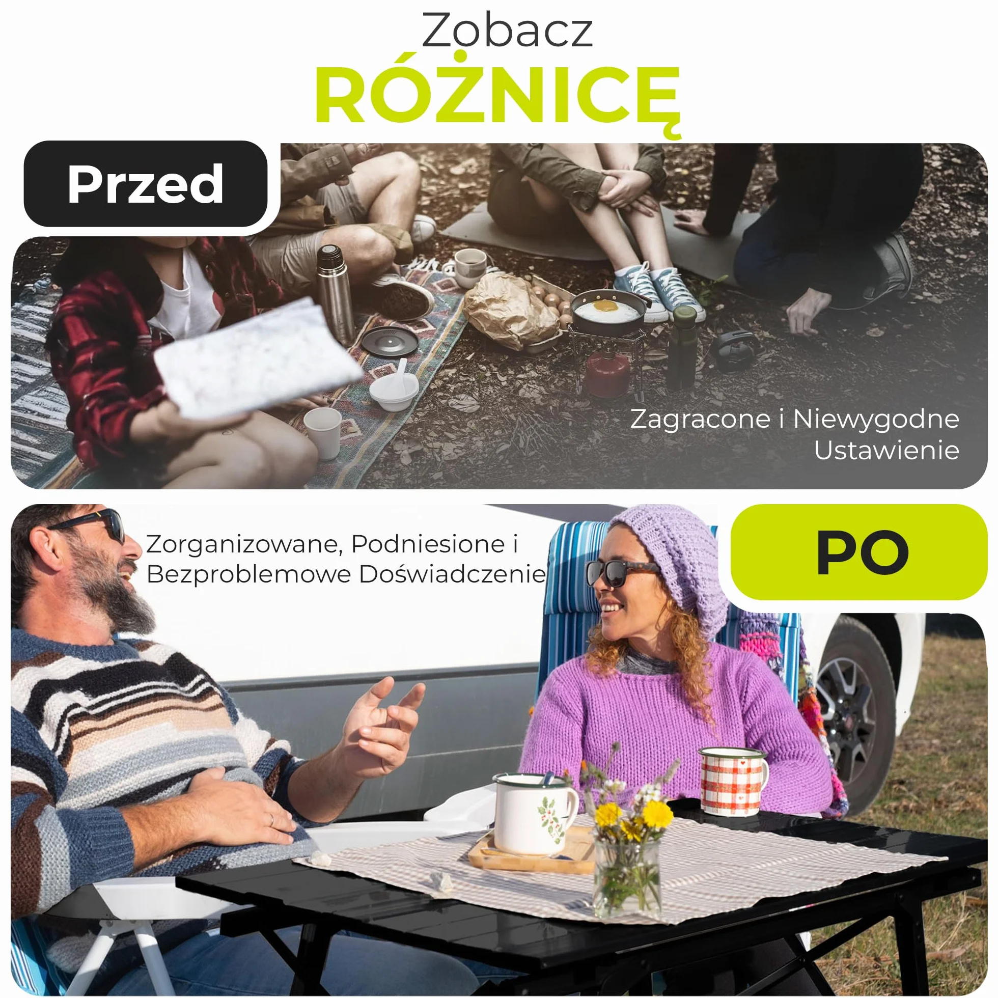 Składany stół kempingowy z regulacją wysokości 90x51 cm 30 kg
