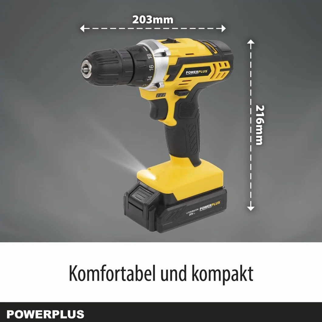 20 V 1300 mAh akumulatorowa wiertarko-wkrętarka z 3 bateriami