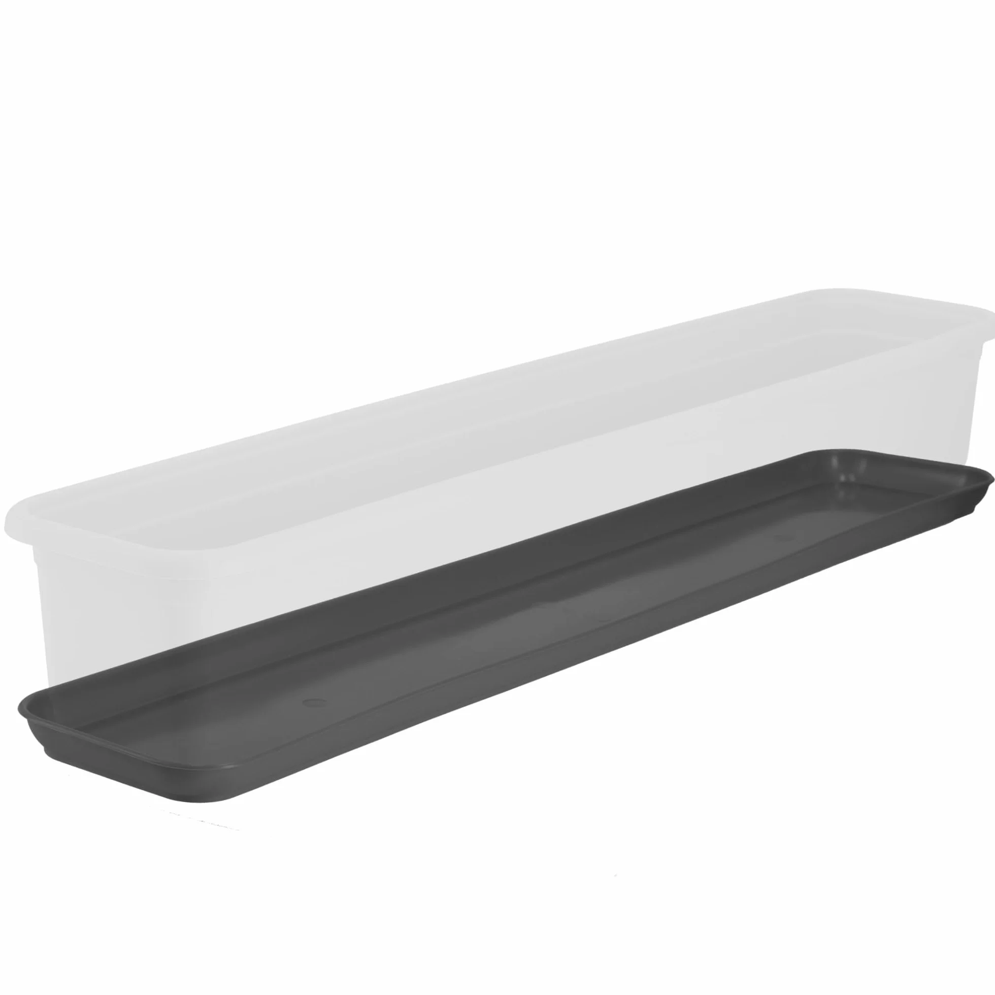 KADAX Podstawka 80 cm, do skrzynki na kwiaty, prostokątna podstawka pod kwiaty z tworzywa sztucznego, podkładka pod doniczki na balkon, podkładka na rośliny (antracytowa)