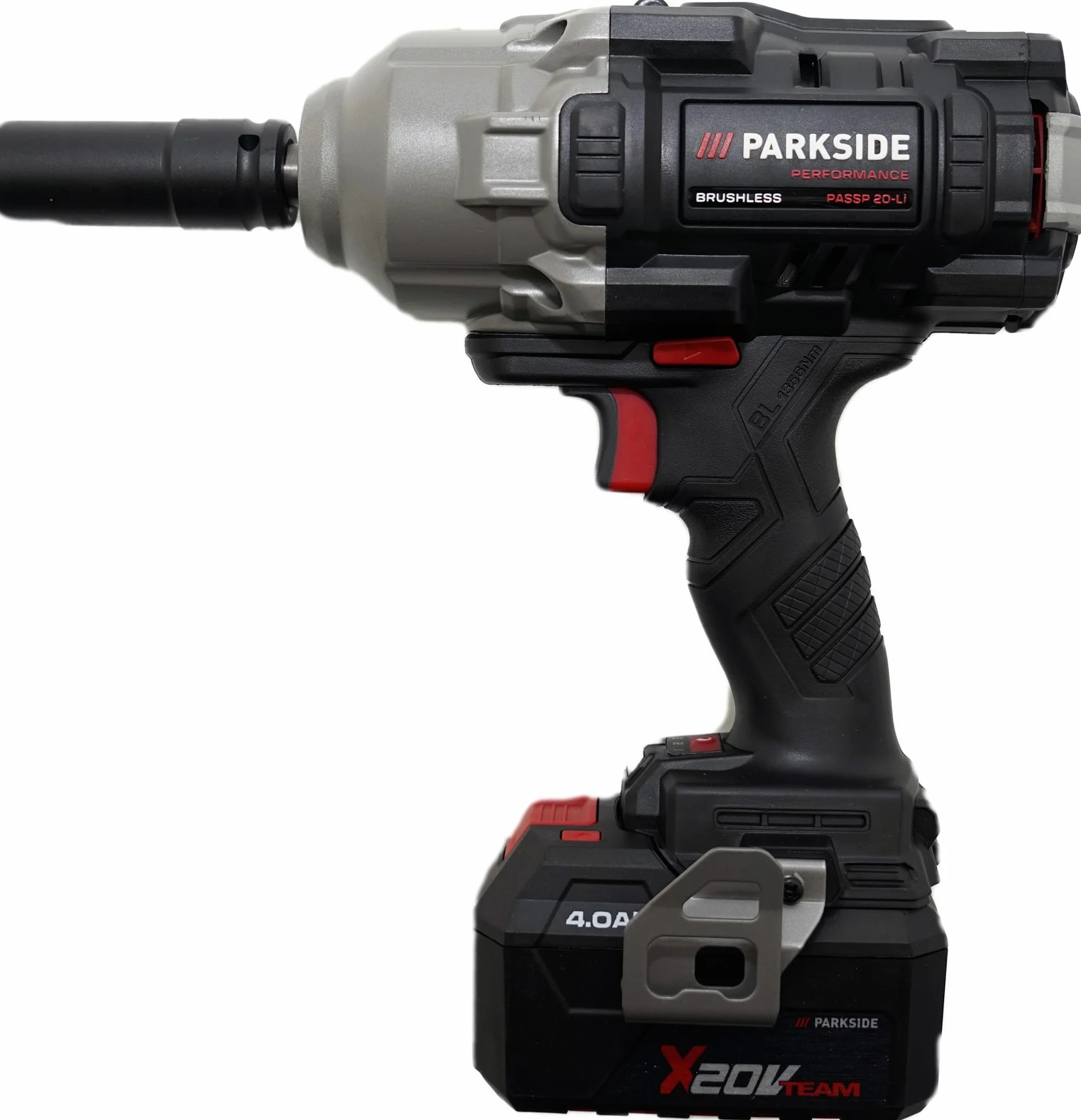 HEADNMORE Oferta dla PARKSIDE PERFORMANCE 20 V akumulatorowa wkrętarka udarowa 1356 Nm 1/2" w zestawie akumulator 4 Ah i ładowarka – X 20 V Team (+ skarpety robocze)