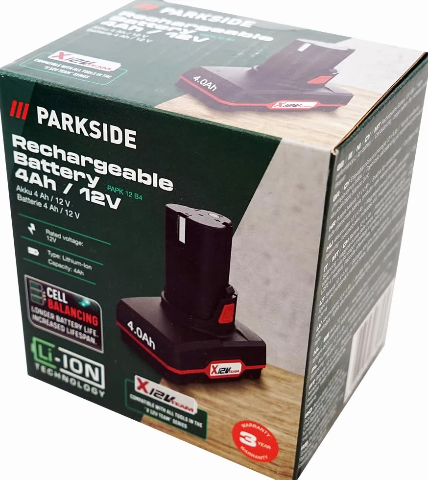 HEADNMORE® Bundle – Parkside® akumulator 12 V 4 Ah + ładowarka Performance 6A + breloczek do kluczy