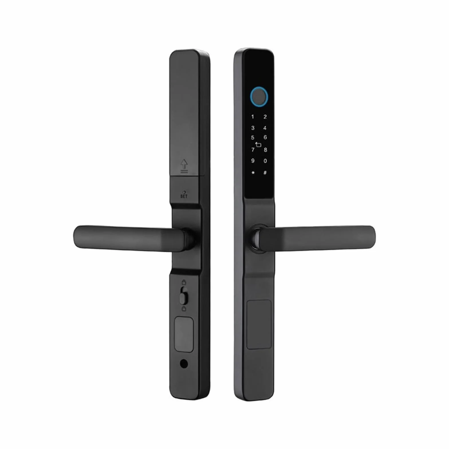 Wodoodporna inteligentna blokada linii papilarnych z kartą hasła i aplikacją Wi-Fi, aluminiowe drzwi przesuwne do użytku na zewnątrz, otwierane i zamykane na klucz(D)