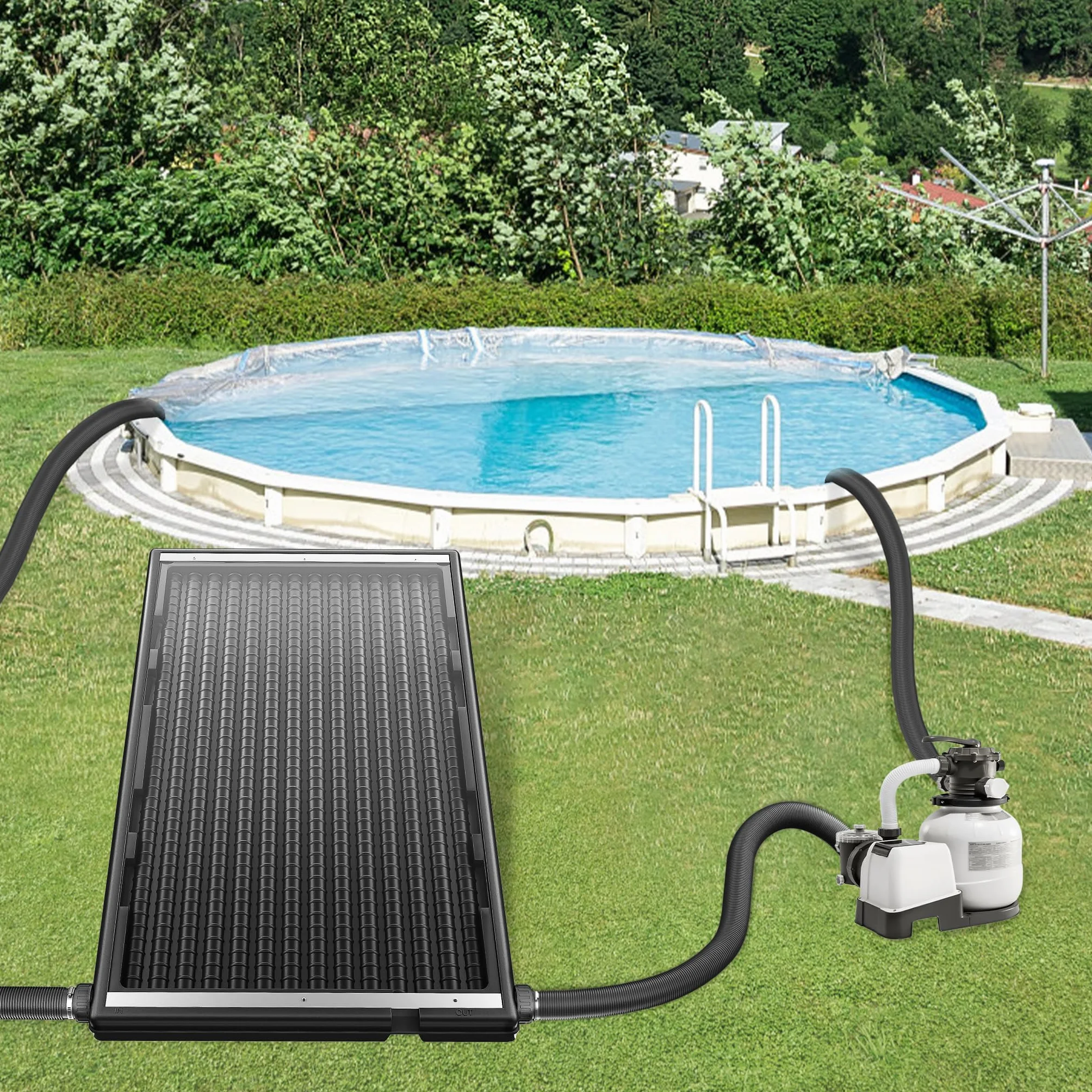 AufuN 2 zestawy ogrzewania basenu kolektor słoneczny 110 x 69 x 14 cm 10000 l/h mata solarna