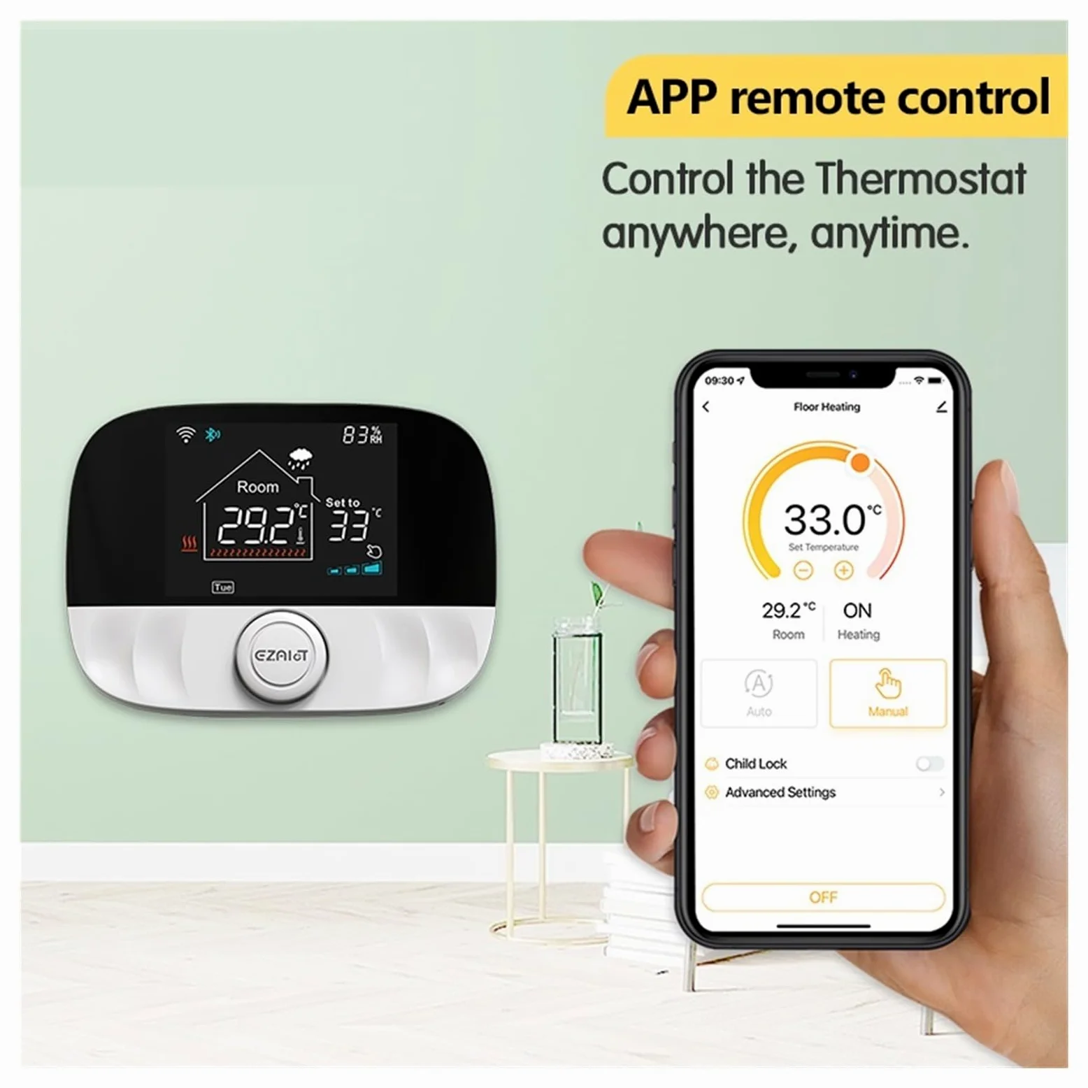 Inteligentny termostat, Inteligentny termostat Tuya, bezprzewodowy regulator temperatury do podgrzewania wody w kotle gazowym, termoregulator LCD Smart Home(White T9N)
