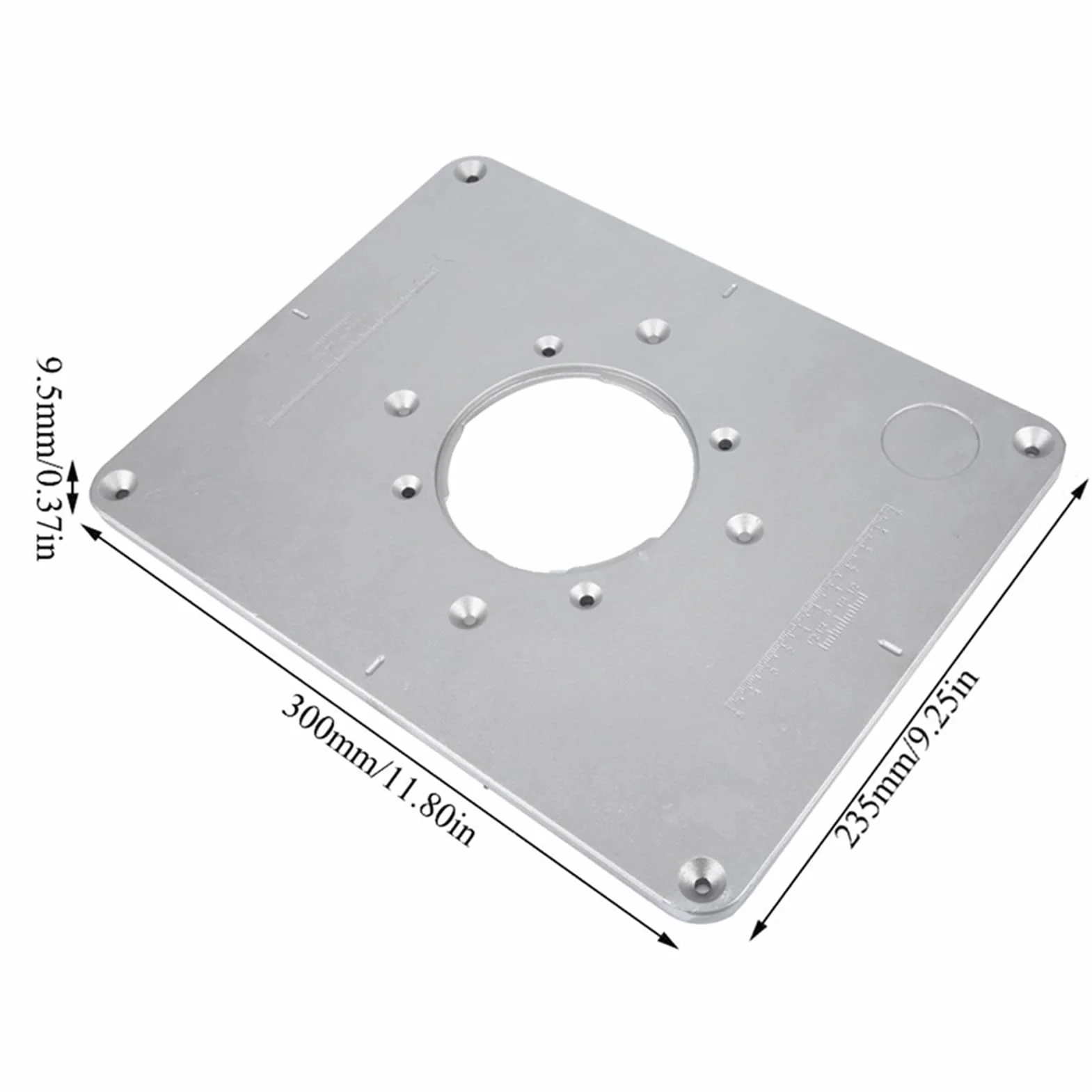 Płyta wkładana do stołu routera z kołkiem prowadzącym, pierścienie zatrzaskowe, router ze stopu aluminium, ławka do obróbki drewna, 30 x 23,5 x 0,9 cm
